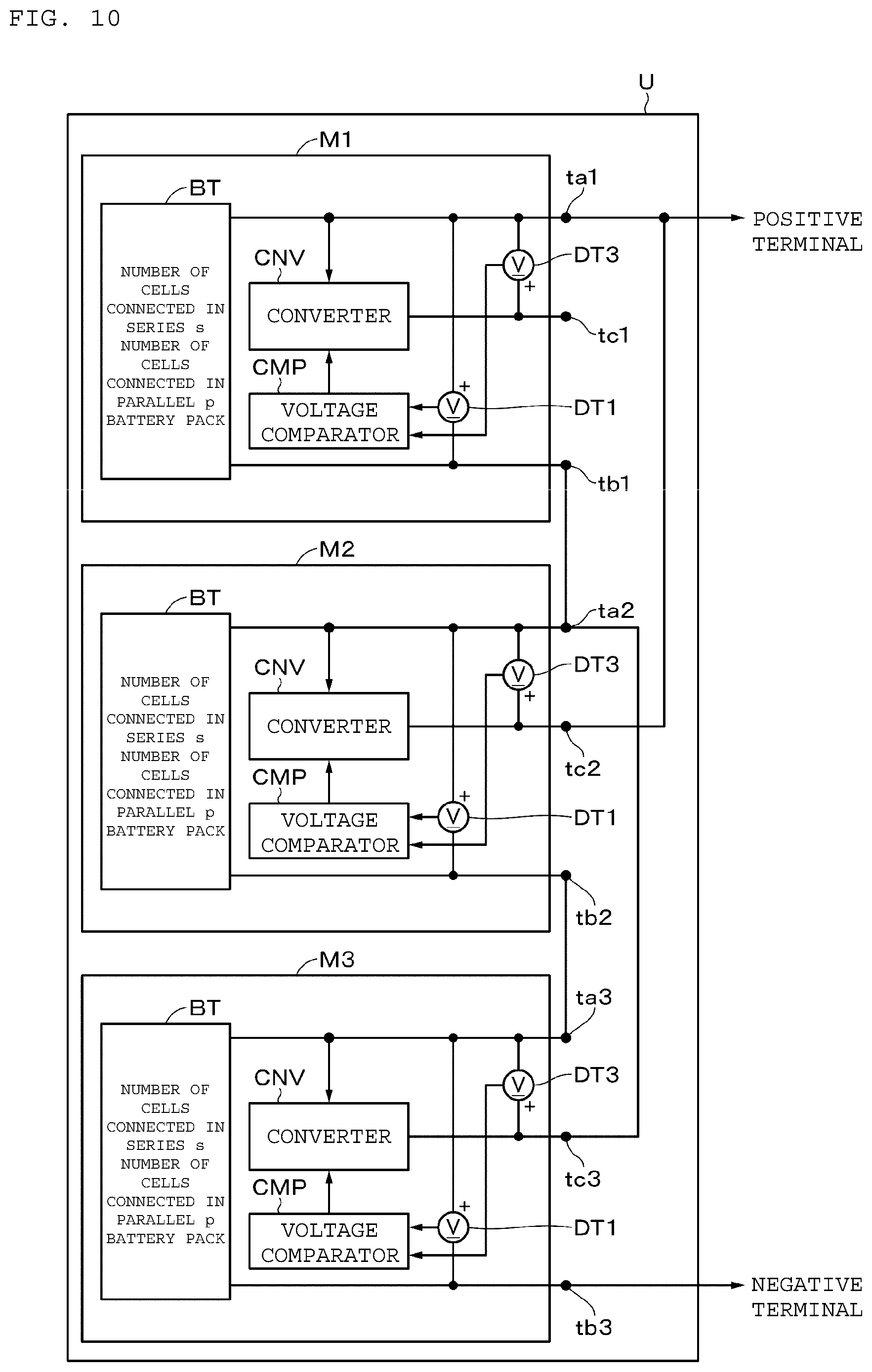 Patent US12155257 Figure 7 – Battery module, battery unit, and converter device