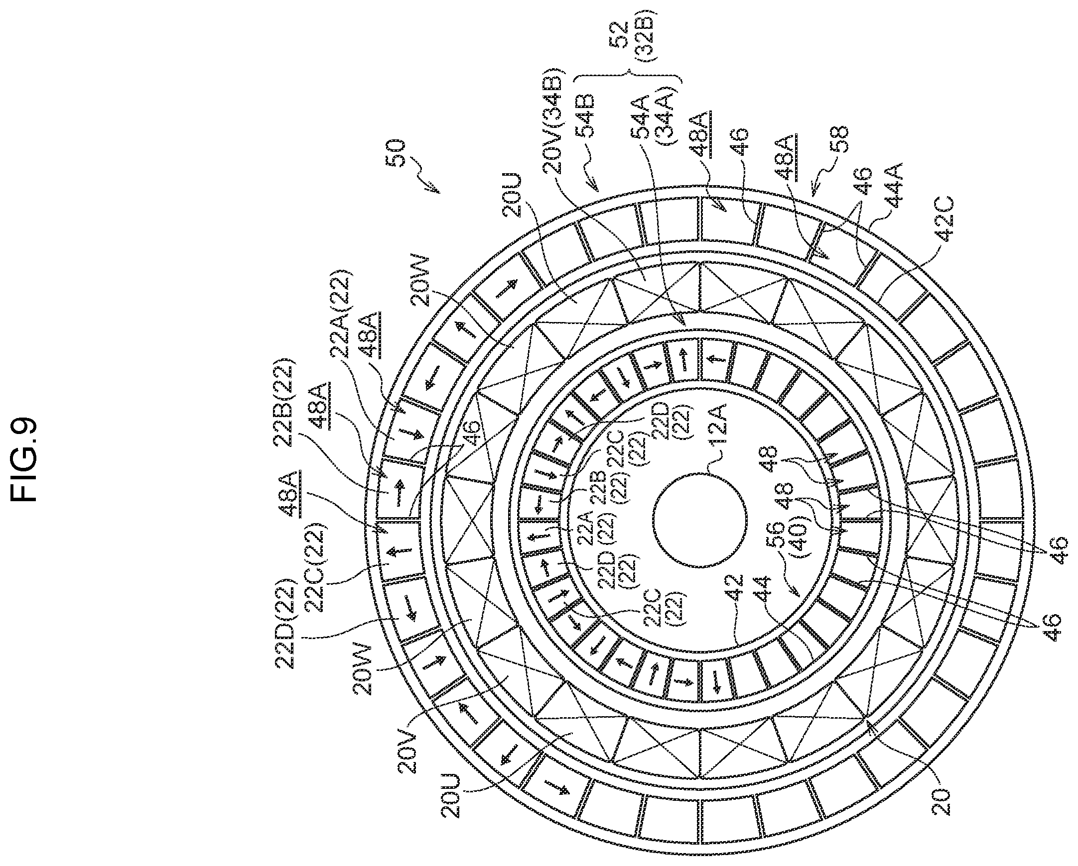 Patent US12155267 Figure 9 – Magnetic field generating device and rotating electrical machine
