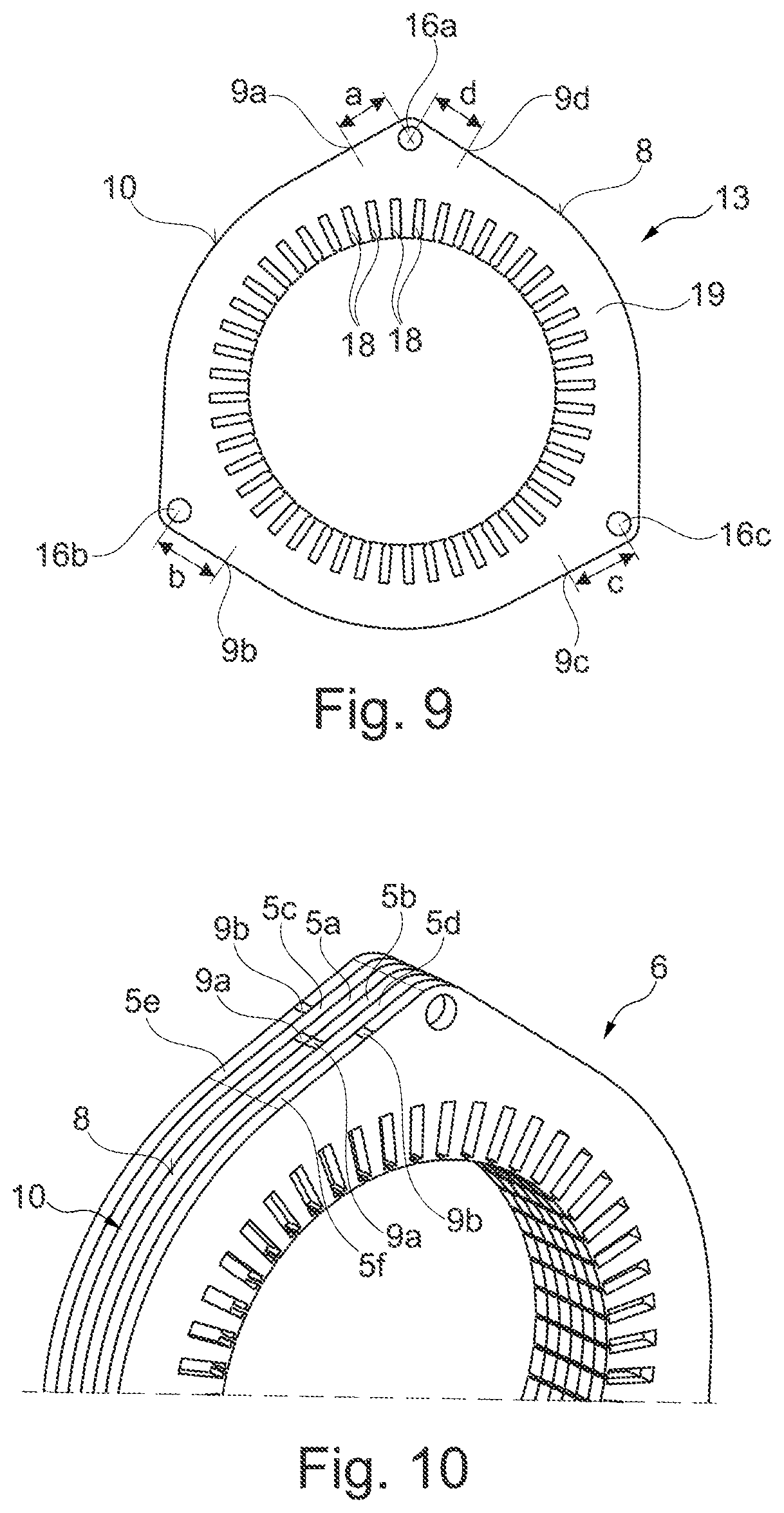 Patent US12155268 Figure 5 – Electrical machine having defined positioning of various recesses in a wet-running stator