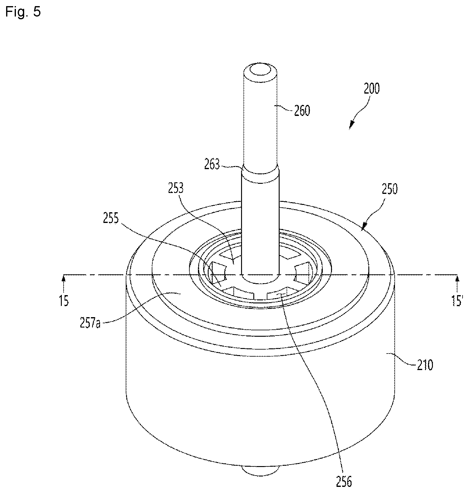 Patent US12155272 Figure 5 – Motor and drain pump with fixing structure between the rotor shaft