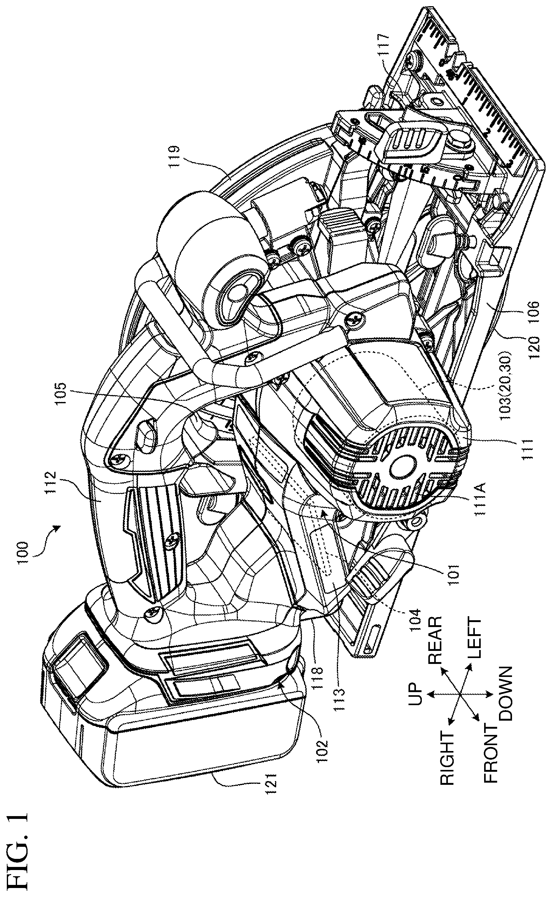 Patent US12155291 Figure 1 – Power tool