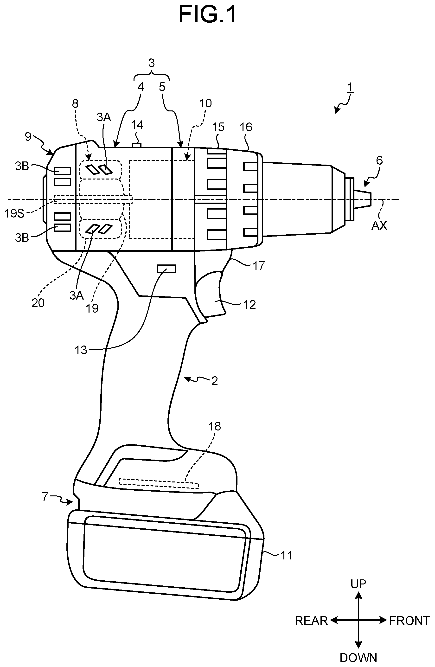 Patent US12155294 Figure 1 – Electric work machine