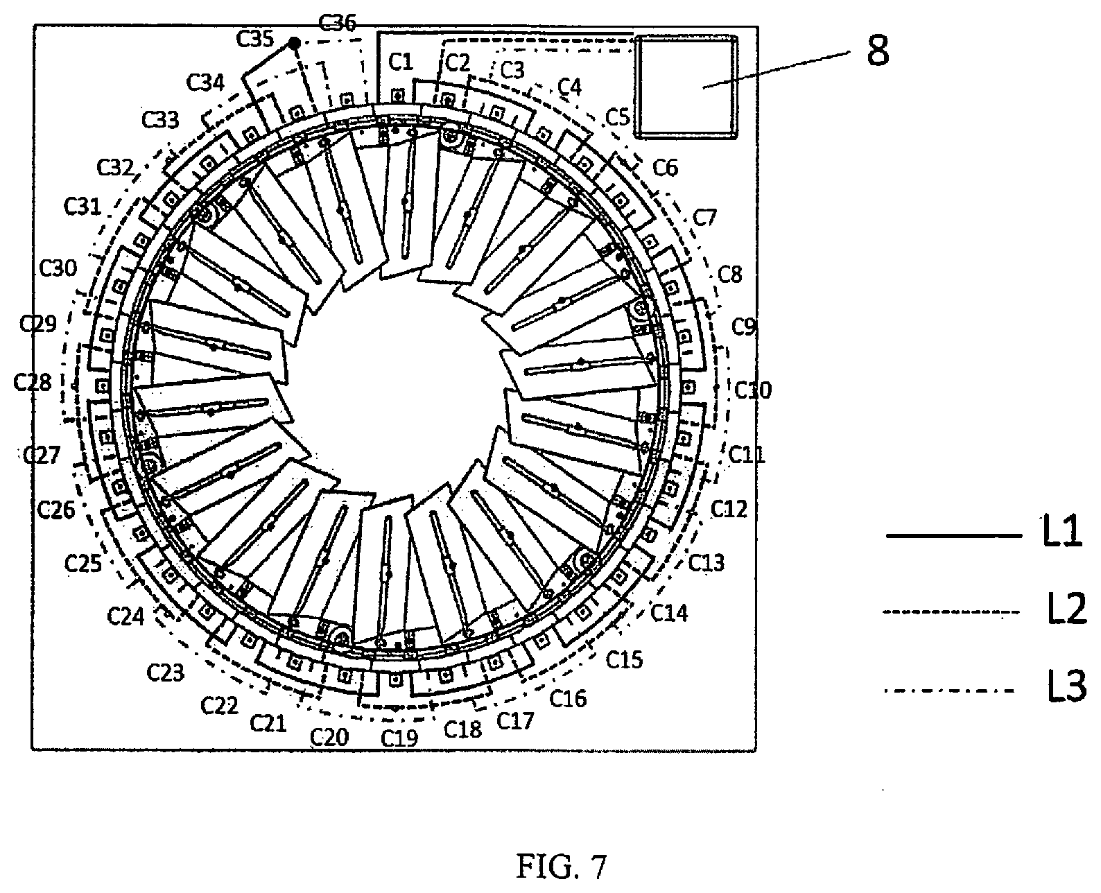 Patent US12155295 Figure 4 – Shaftless horizontal axis wind turbine