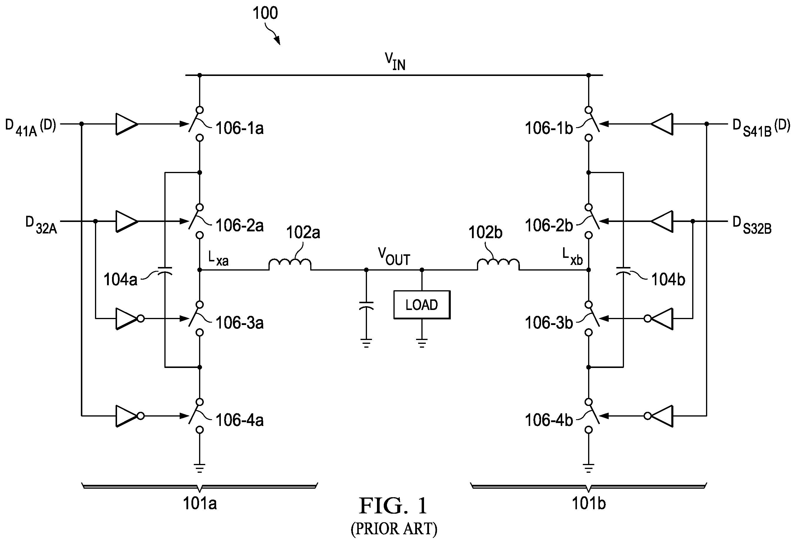 Patent US12155299 Figure 1 – Hybrid power converter with two-phase control of flying capacitor balancing