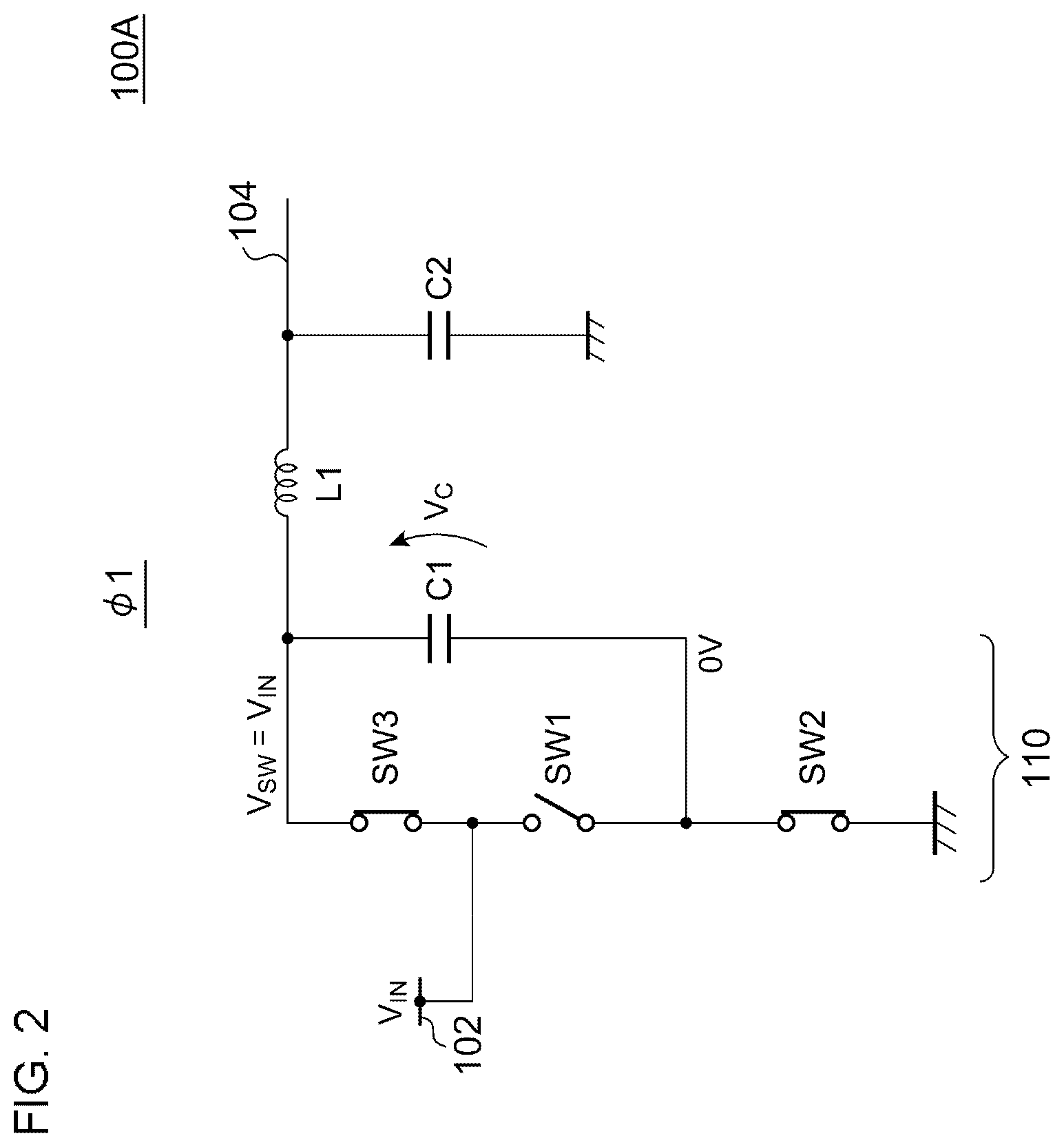 Patent US12155303 Figure 2 – Switching converter including controller circuit driving switches
