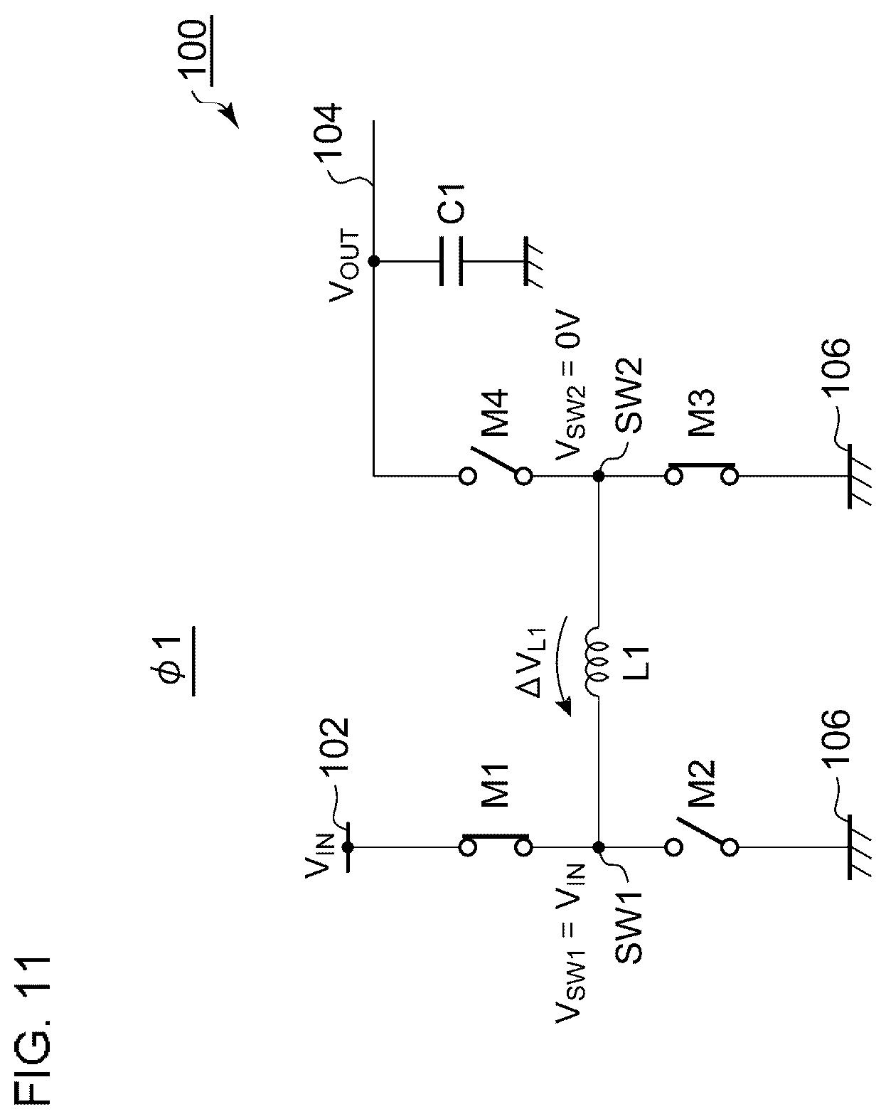 Patent US12155303 Figure 11 – Switching converter including controller circuit driving switches