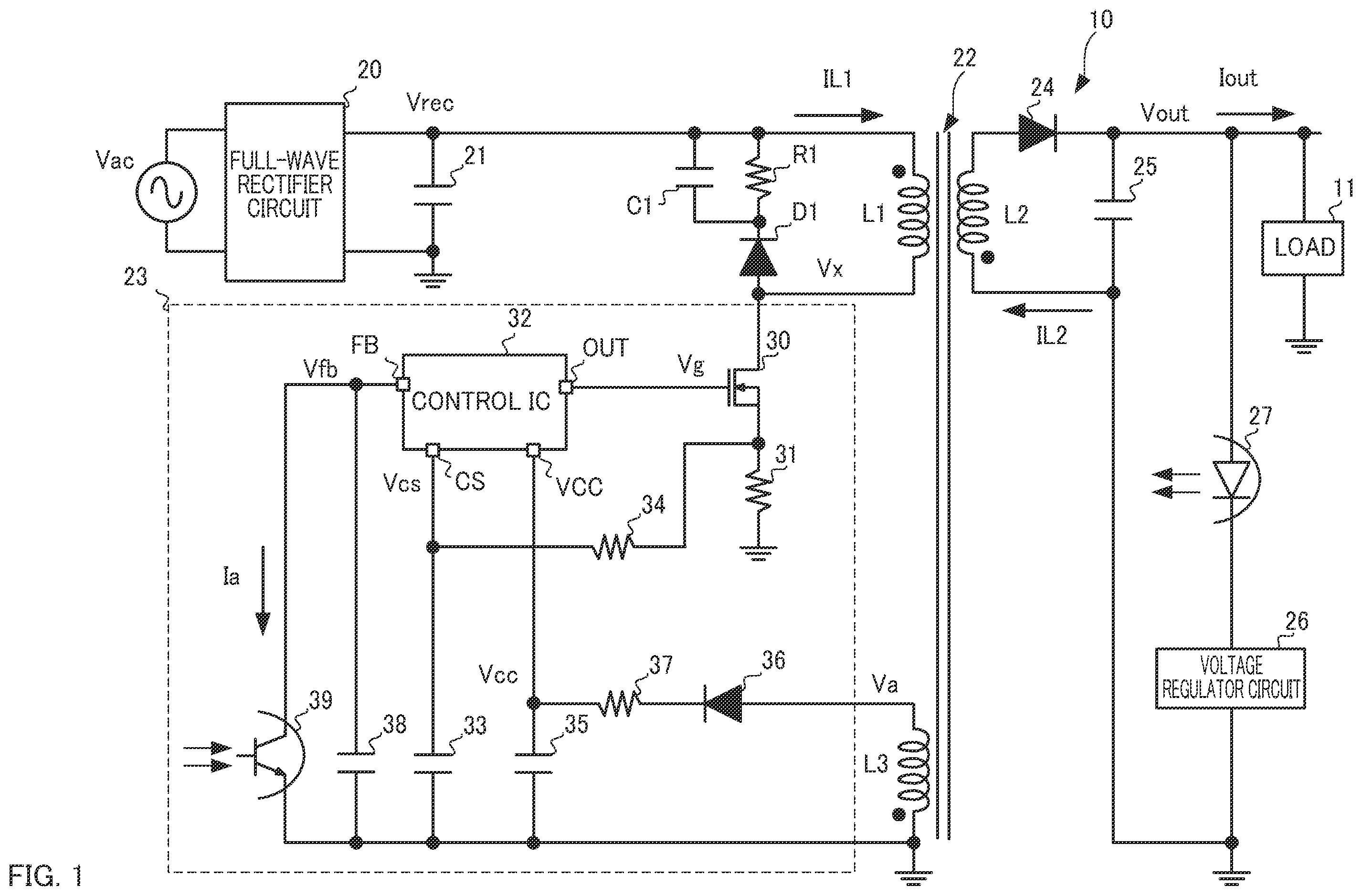 Patent US12155311 Figure 1 – Integrated circuit for load-state-based control and power supply circuit containing the same