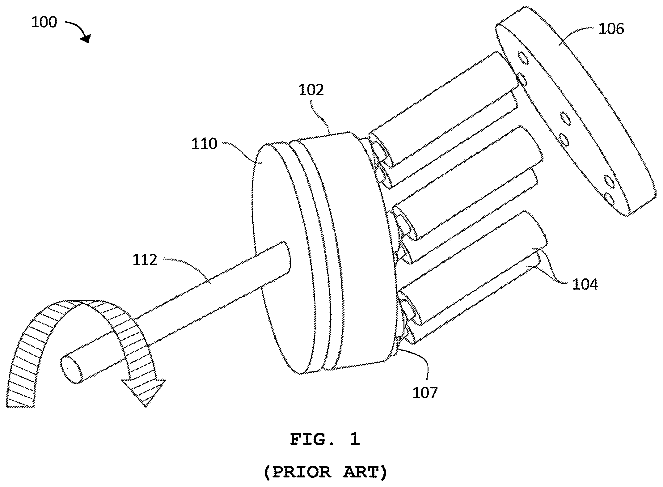 Patent US12155321 Figure 1 – Axial motor using wobble plate and electrostatic actuators