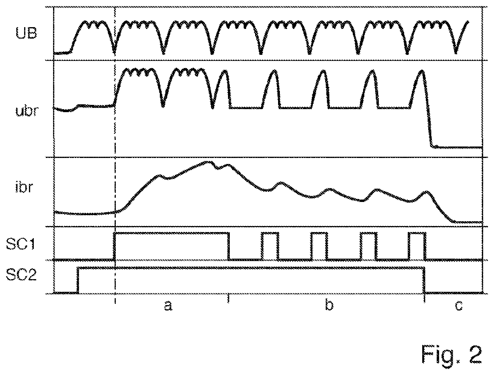 Patent US12155336 Figure 2 – Circuit and method for controlling an electromechanical holding brake, frequency converter and system