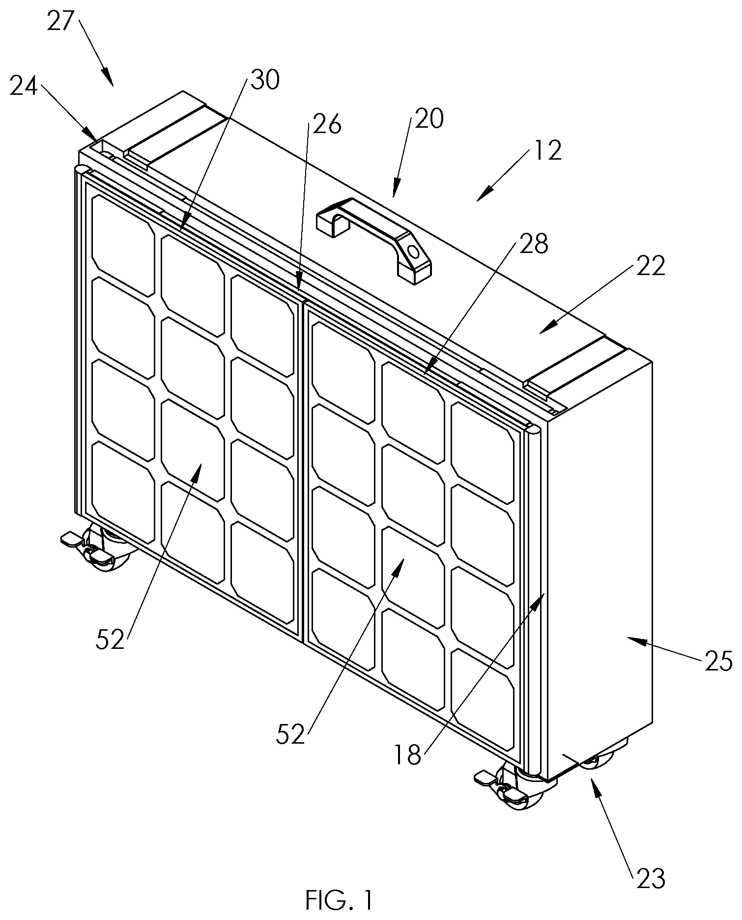 Patent US12155341 Figure 1 – Solar panels mounted on a briefcase