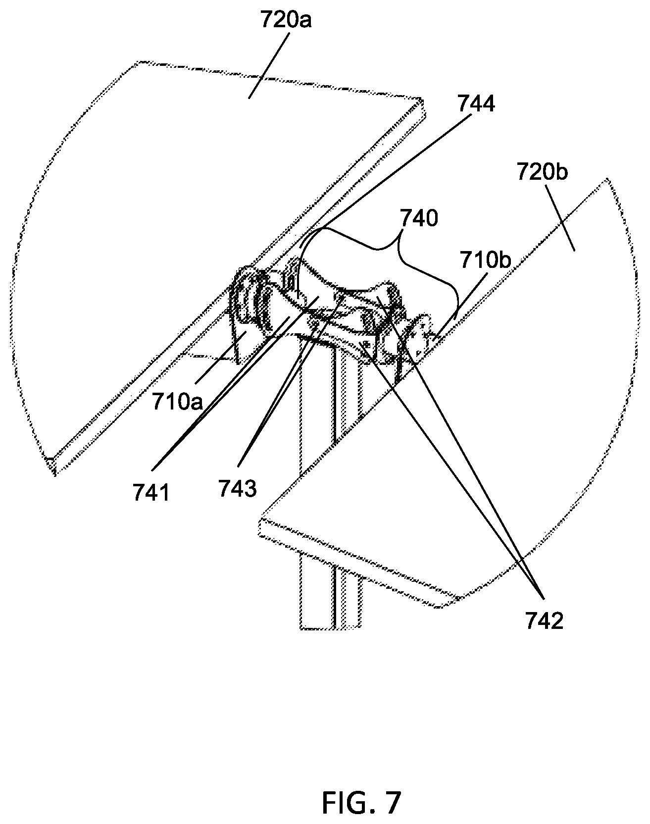 Patent US12155344 Figure 7 – Articulating joint solar panel array