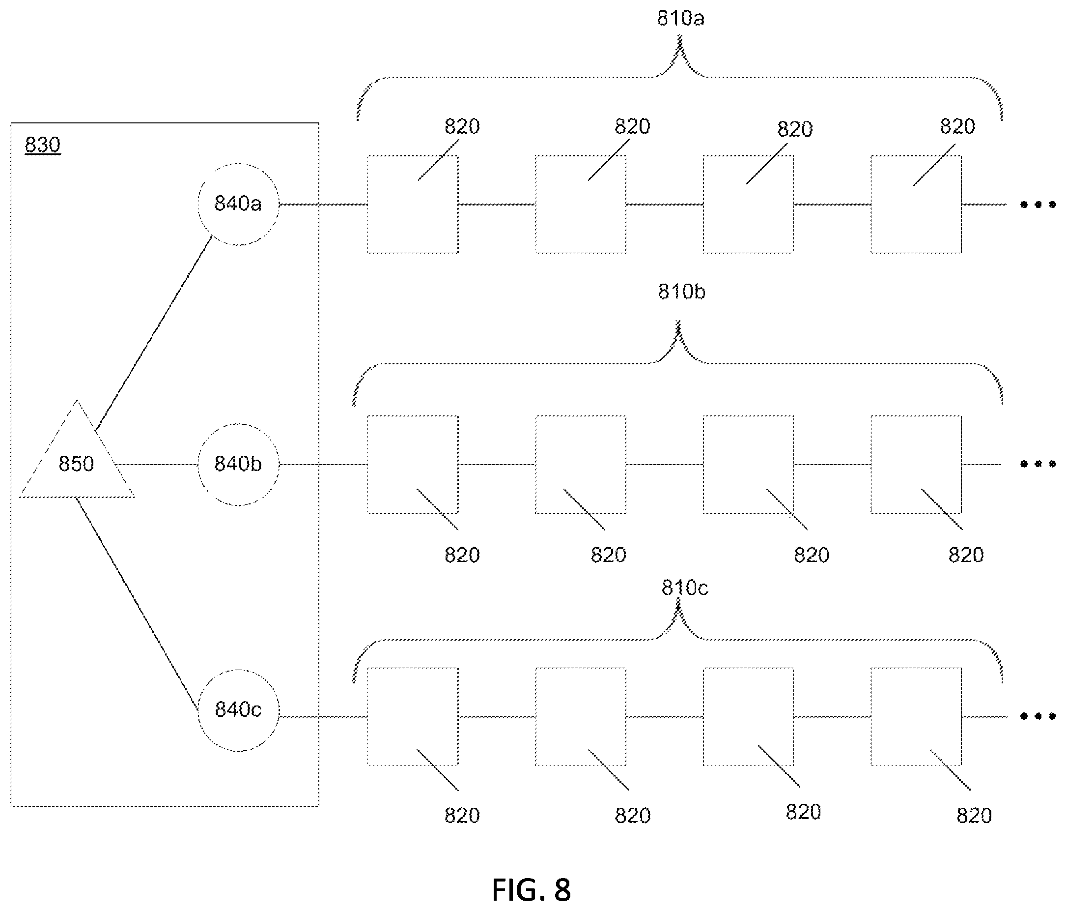Patent US12155344 Figure 8 – Articulating joint solar panel array