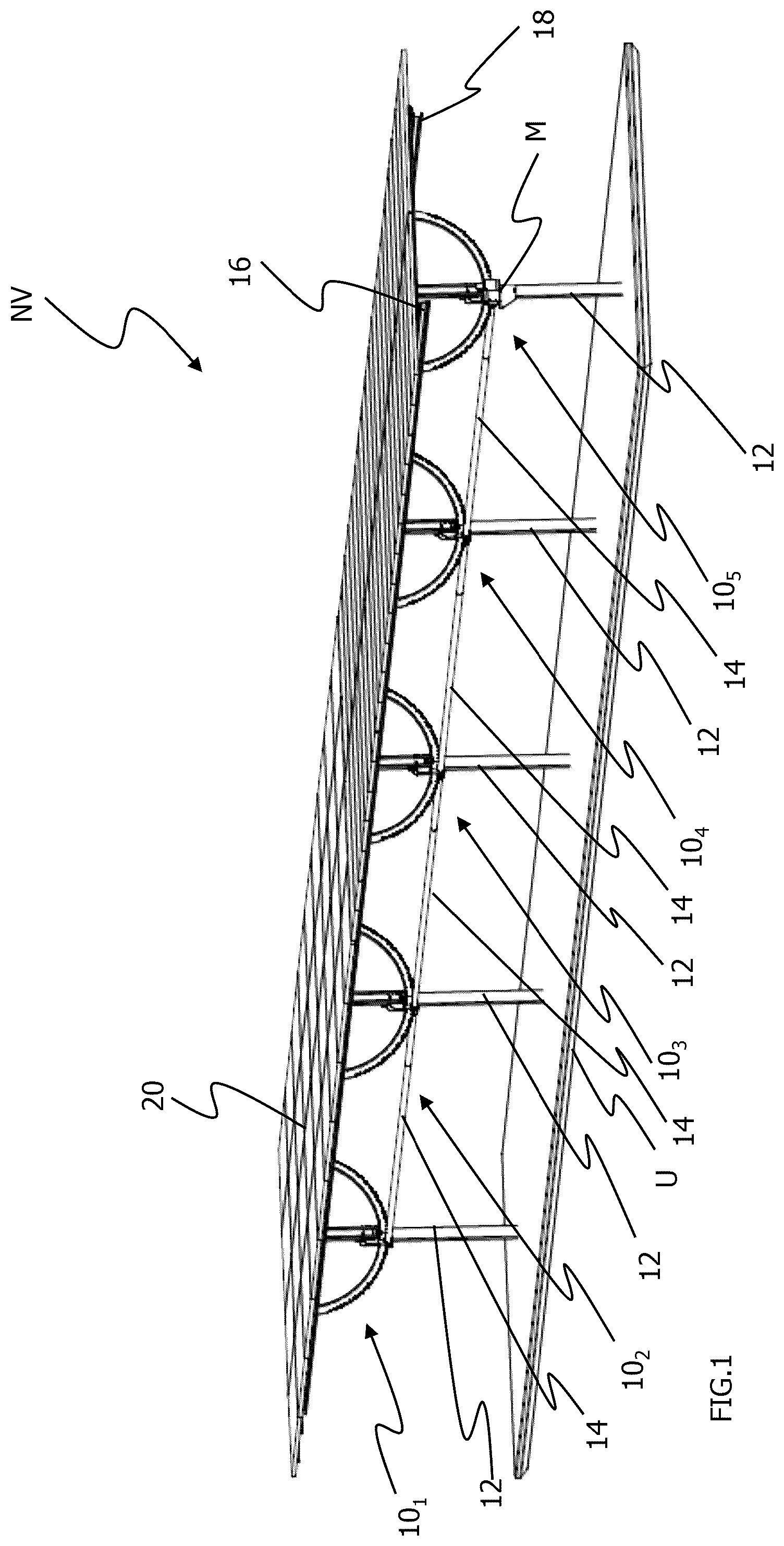 Patent US12155345 — Pivoting unit for a tracking apparatus for solar modules — Figure 1