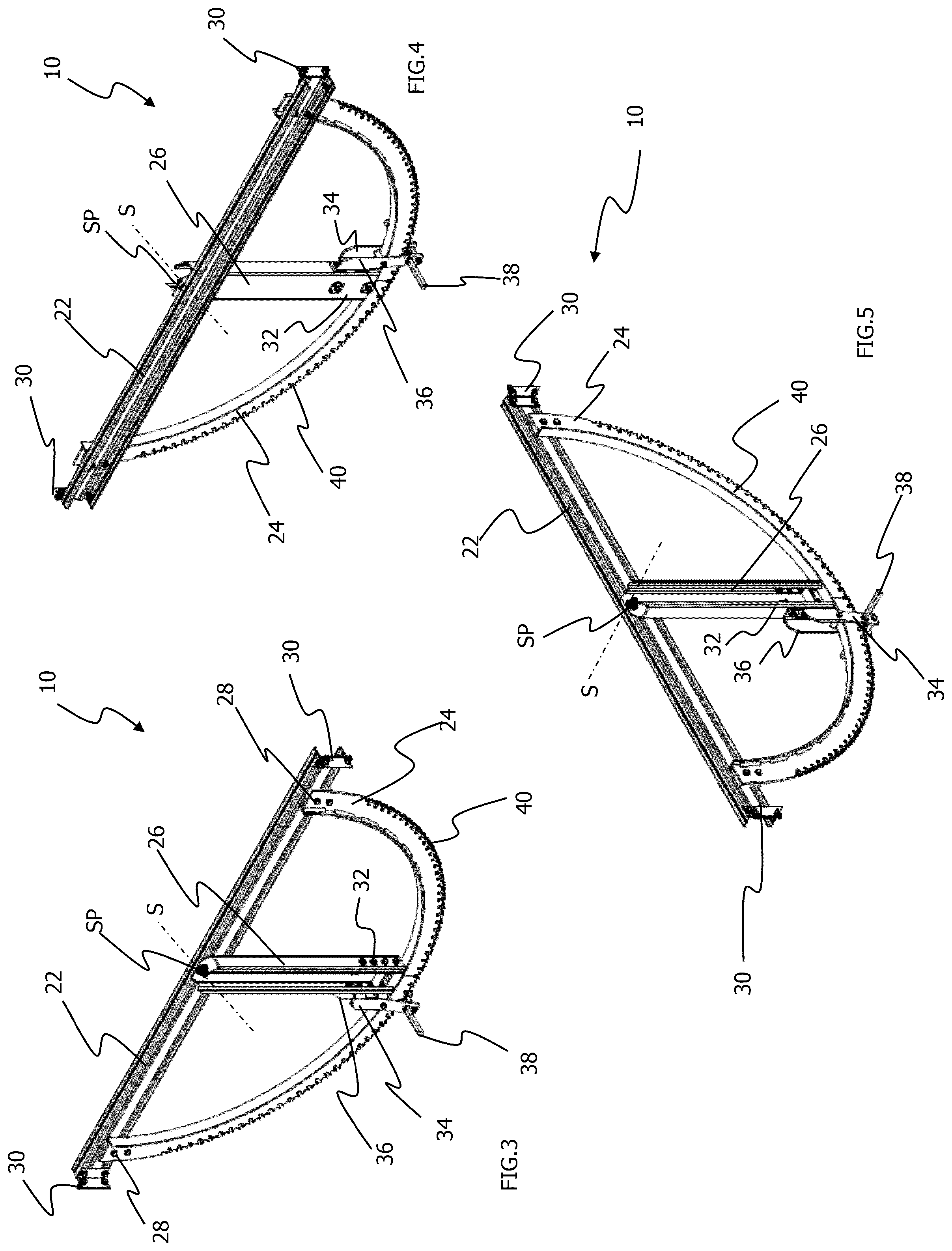Patent US12155345 Figure 3 – Pivoting unit for a tracking apparatus for solar modules