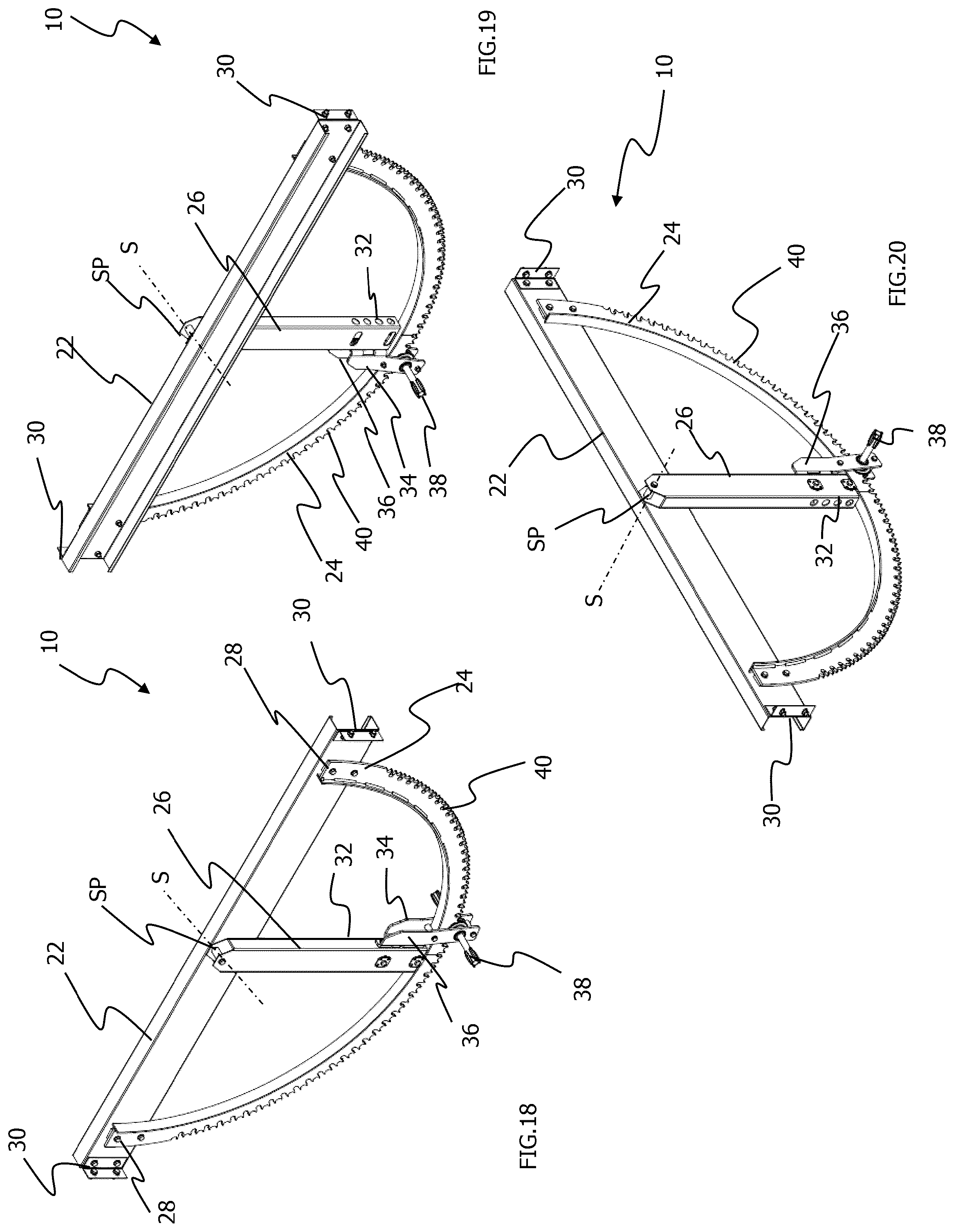 Patent US12155345 Figure 14 – Pivoting unit for a tracking apparatus for solar modules