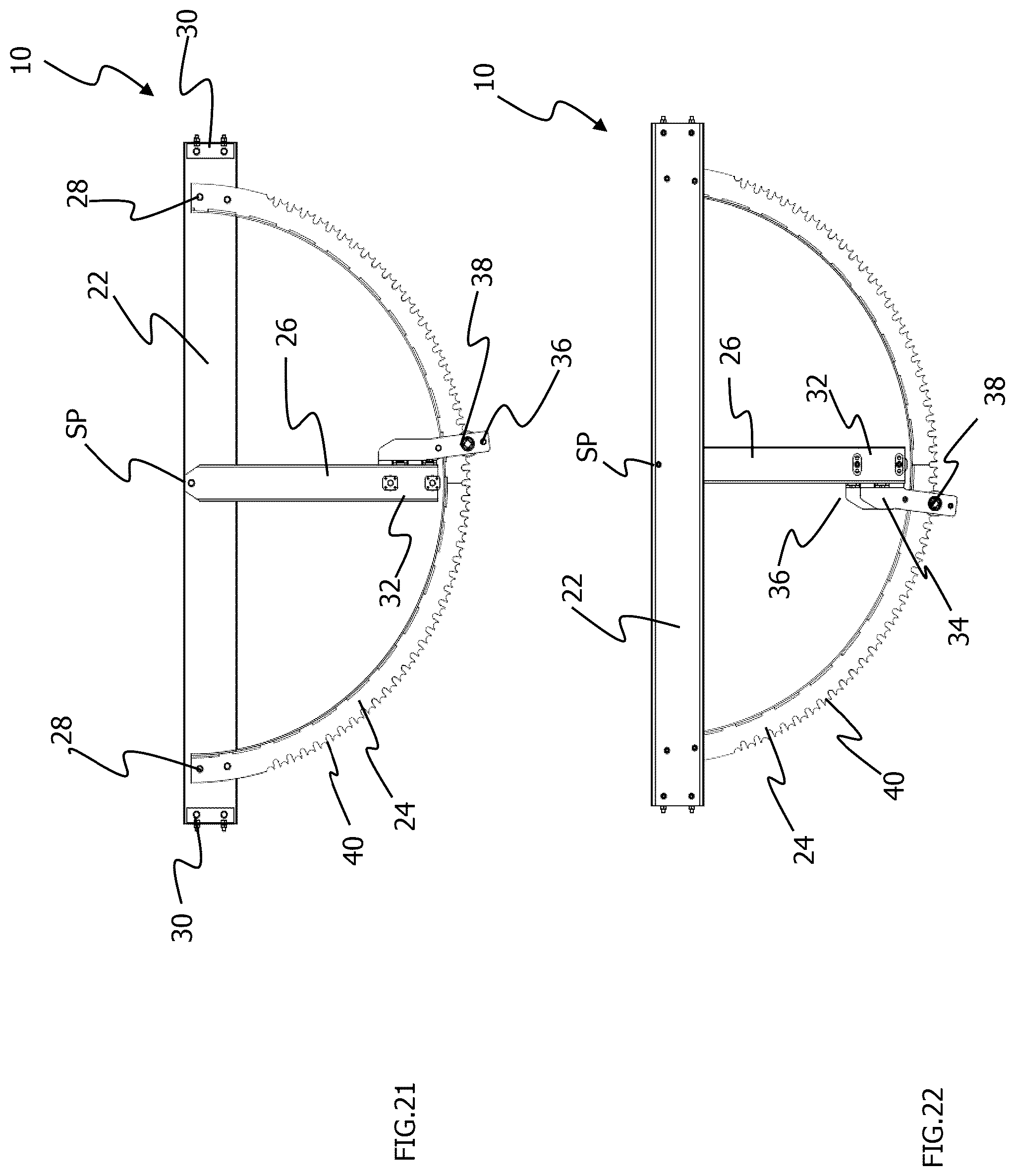 Patent US12155345 Figure 15 – Pivoting unit for a tracking apparatus for solar modules