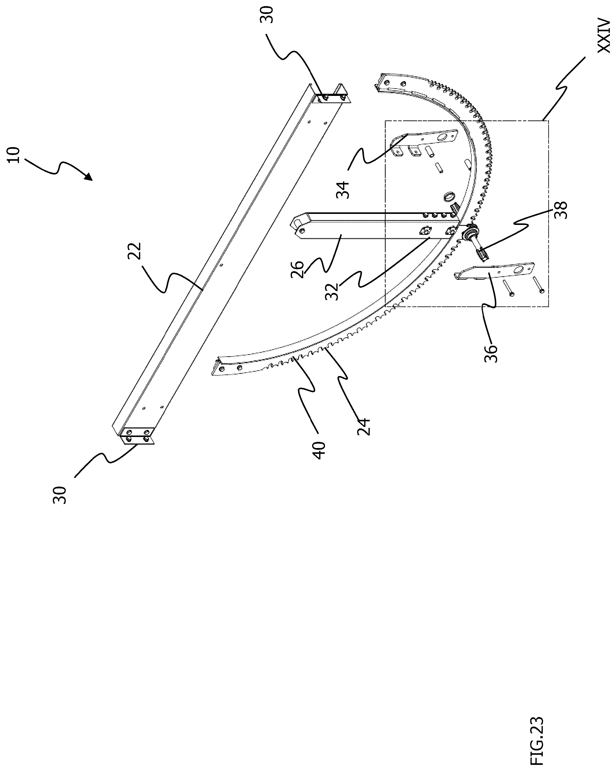 Patent US12155345 Figure 16 – Pivoting unit for a tracking apparatus for solar modules