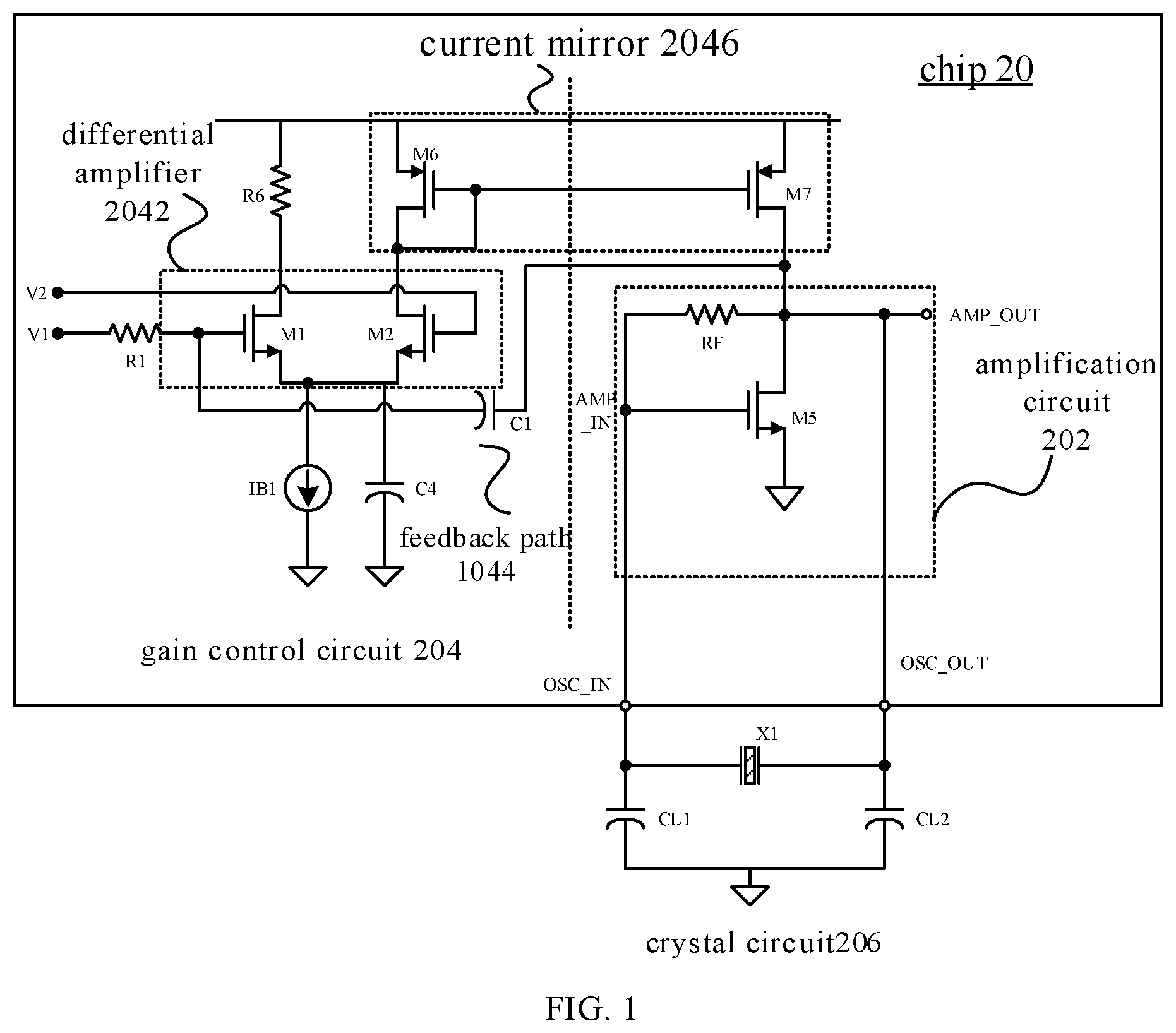 Patent US12155351 Figure 1 – Oscillator circuit, chip and electronic device
