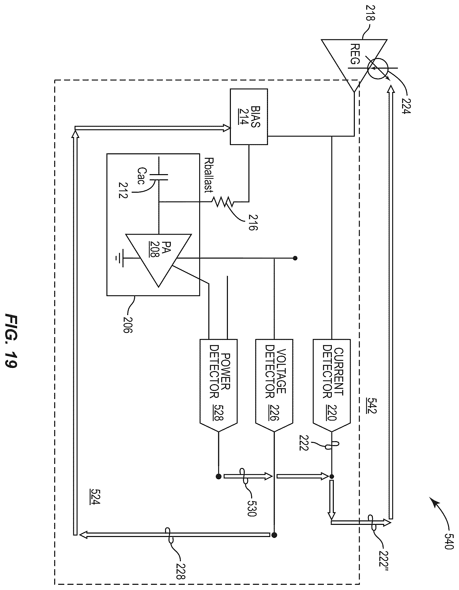 Patent US12155353 Figure 19 – Power amplifier with protection loops