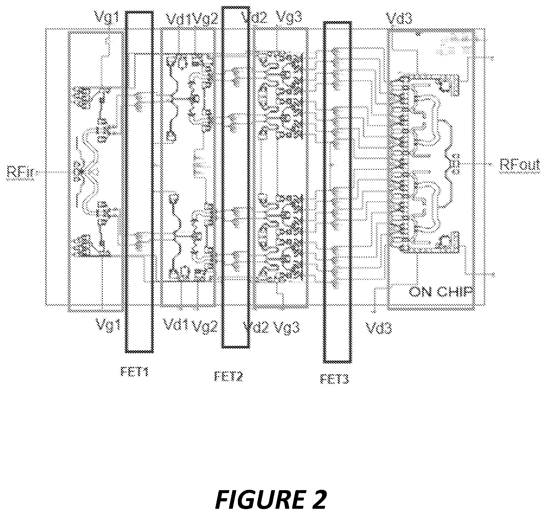 Patent US12155356 Figure 2 – Monolithic microwave integrated circuit device with internal decoupling capacitor