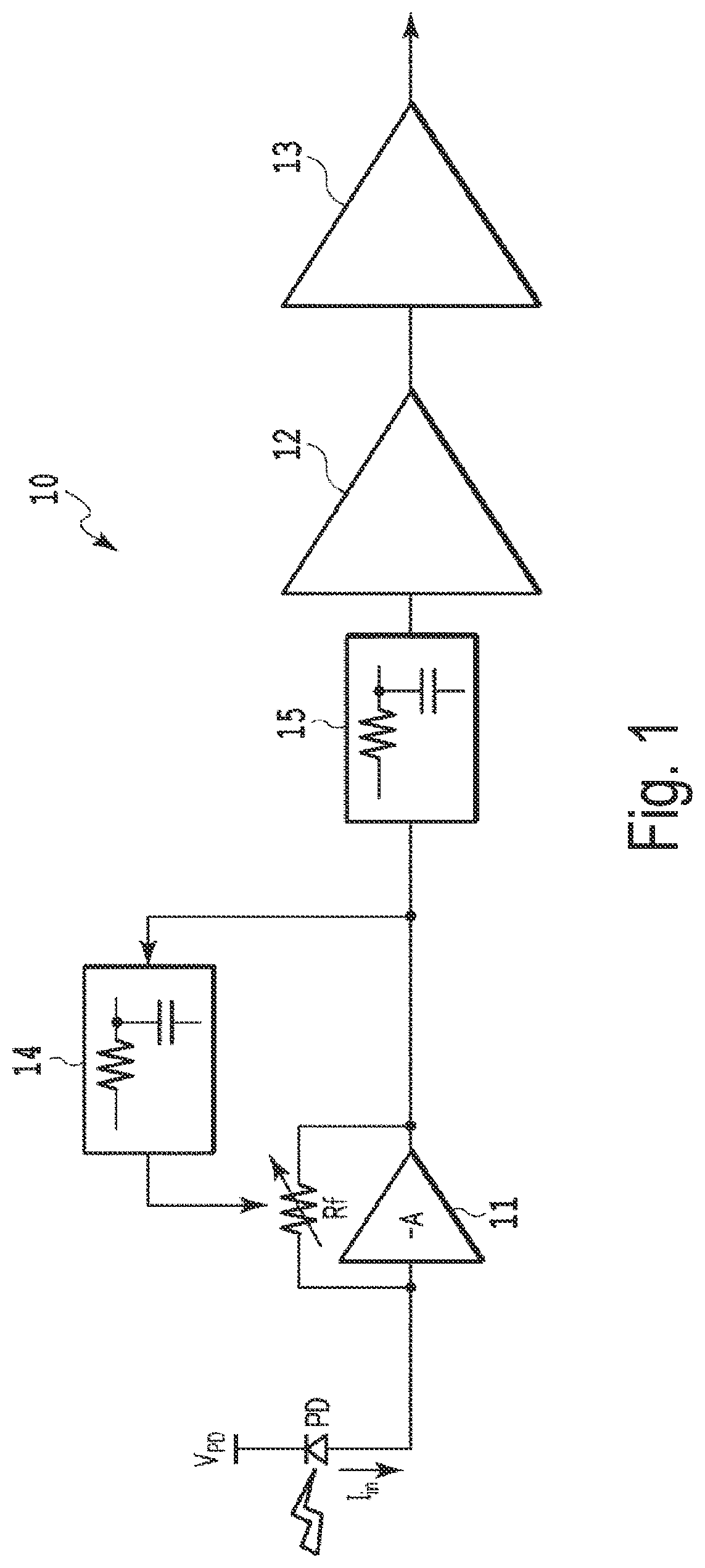 Patent US12155358 Figure 1 – Transimpedance amplifier