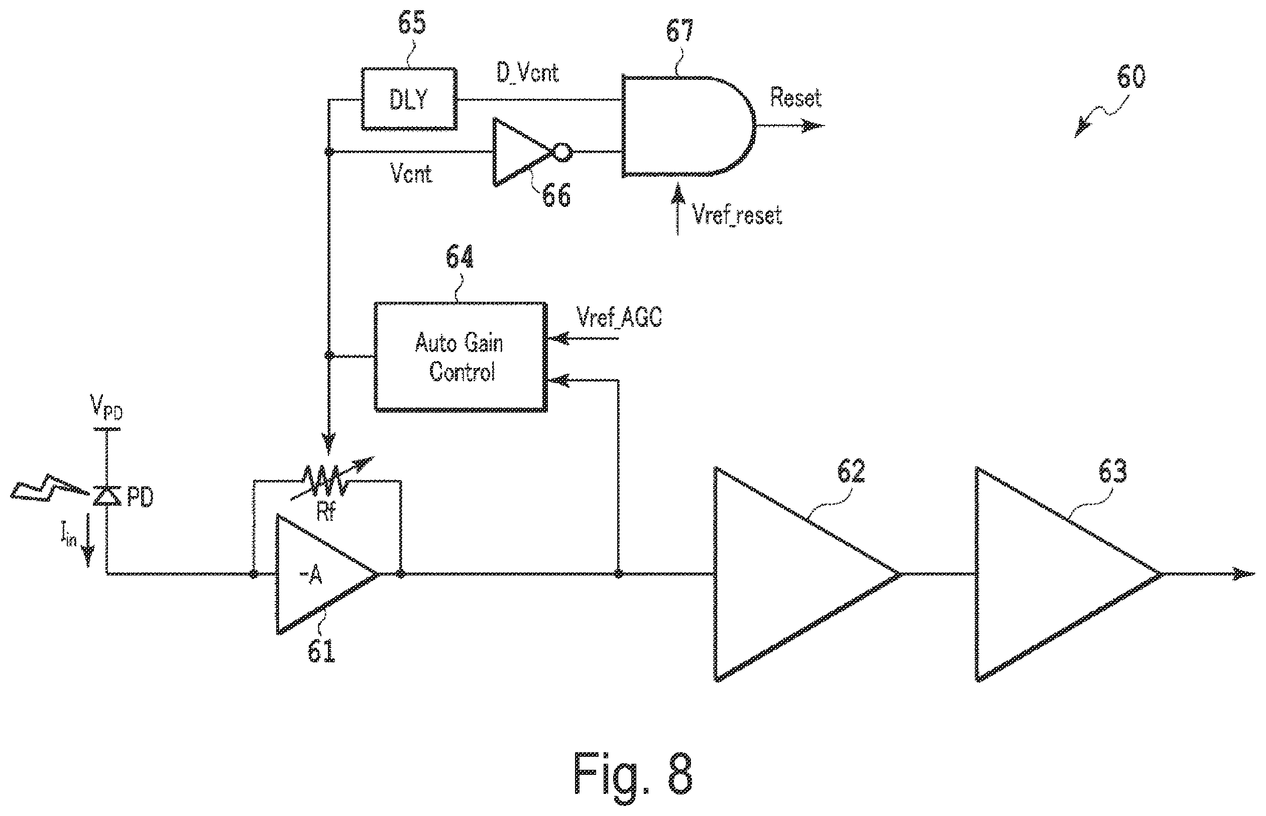Patent US12155358 Figure 8 – Transimpedance amplifier