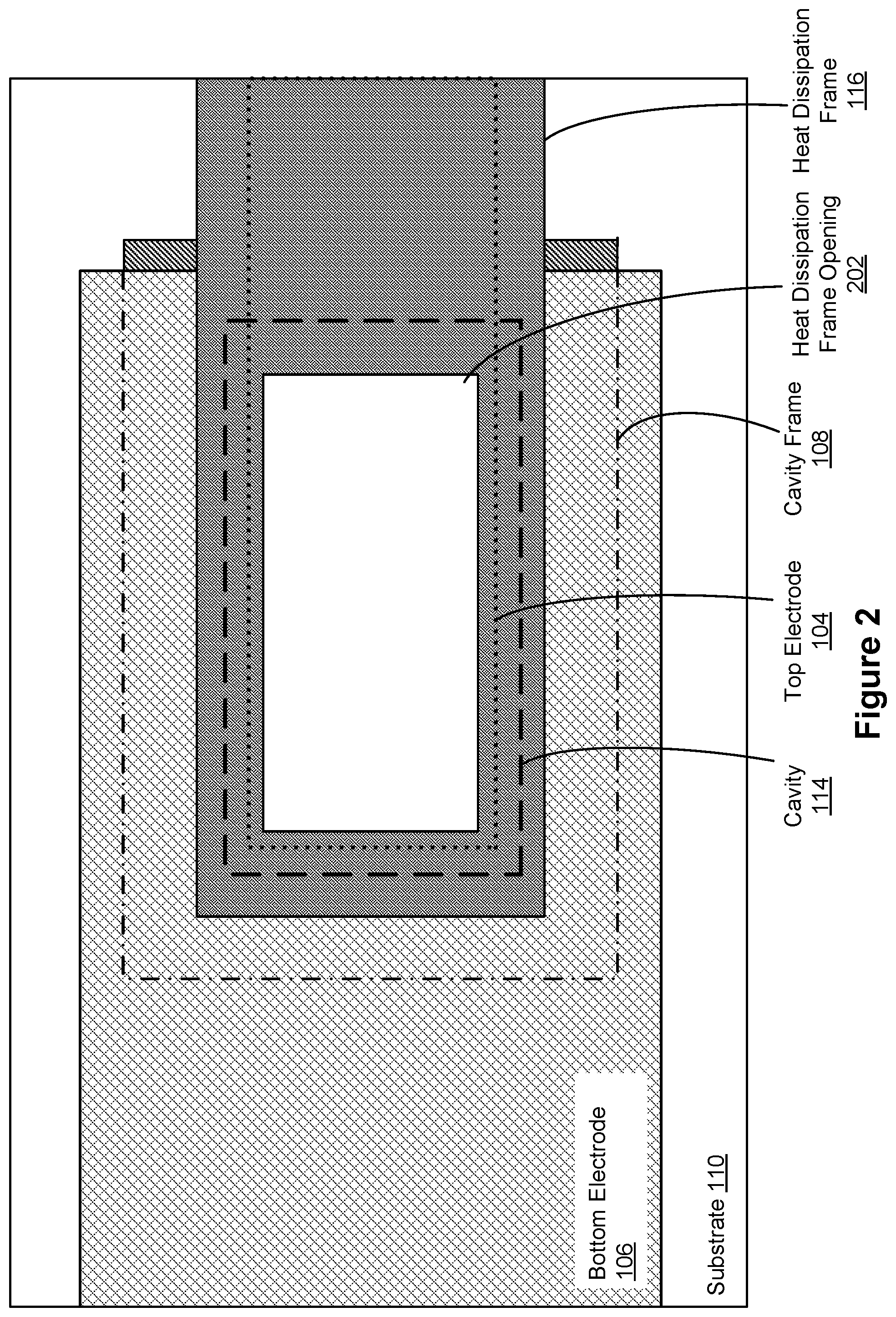 Patent US12155368 Figure 2 – Support structure for bulk acoustic wave resonator