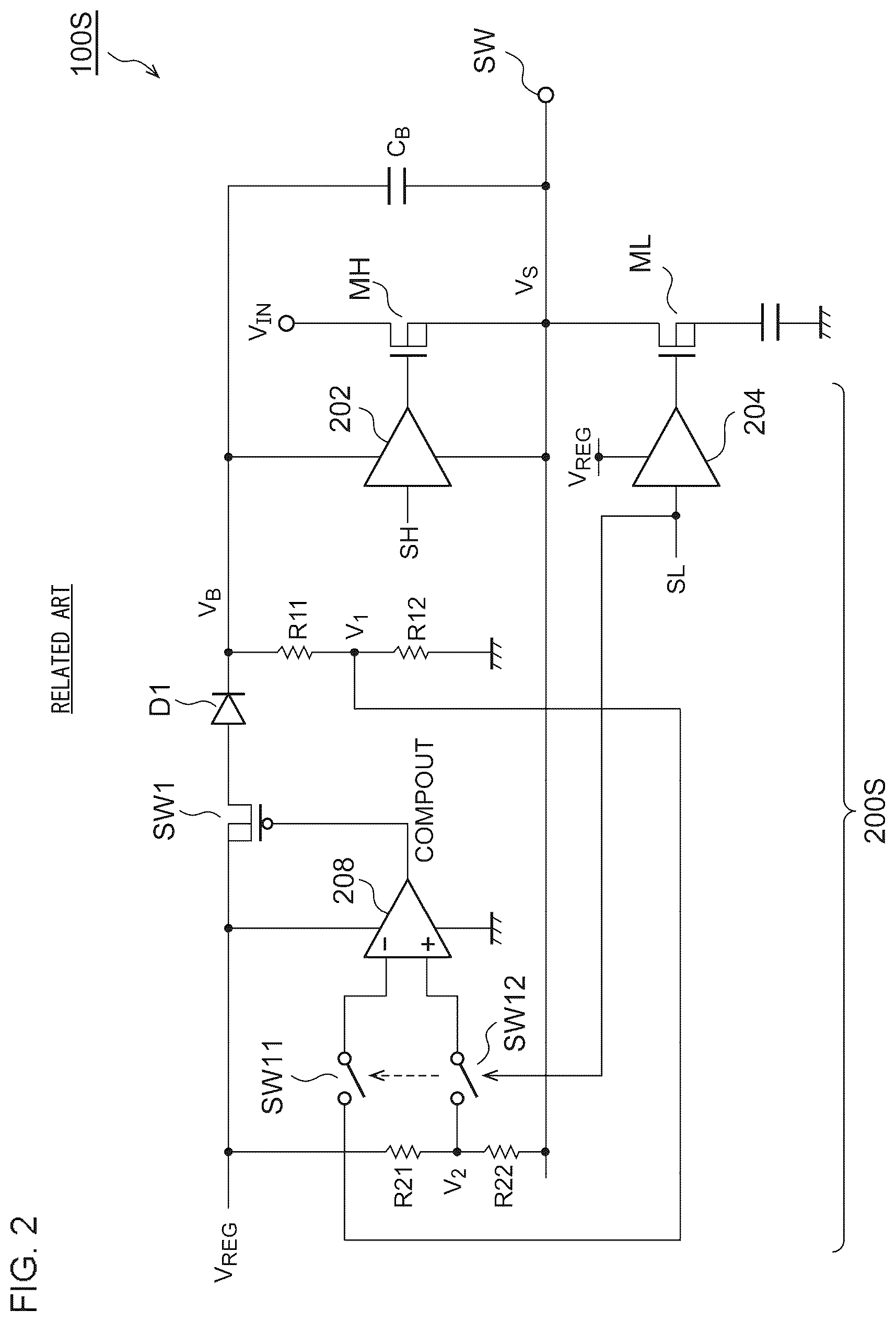 Patent US12155377 Figure 2 – Gate drive circuit of switching circuit including n-channel type transistor