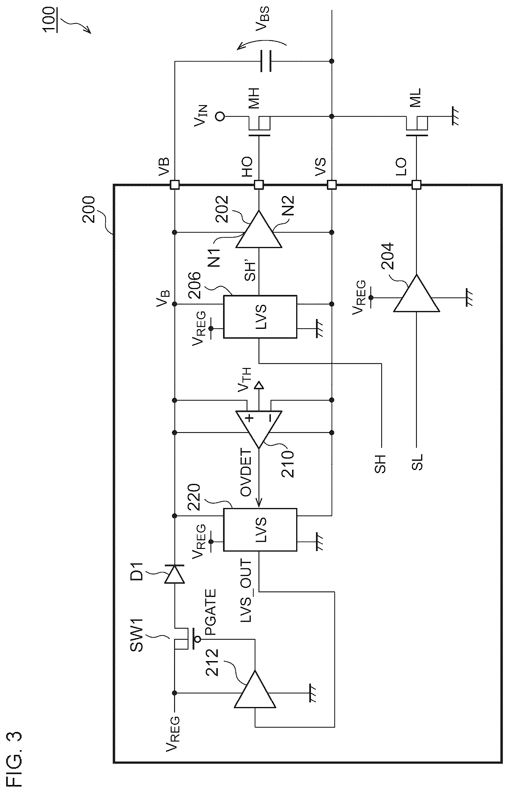 Patent US12155377 Figure 3 – Gate drive circuit of switching circuit including n-channel type transistor