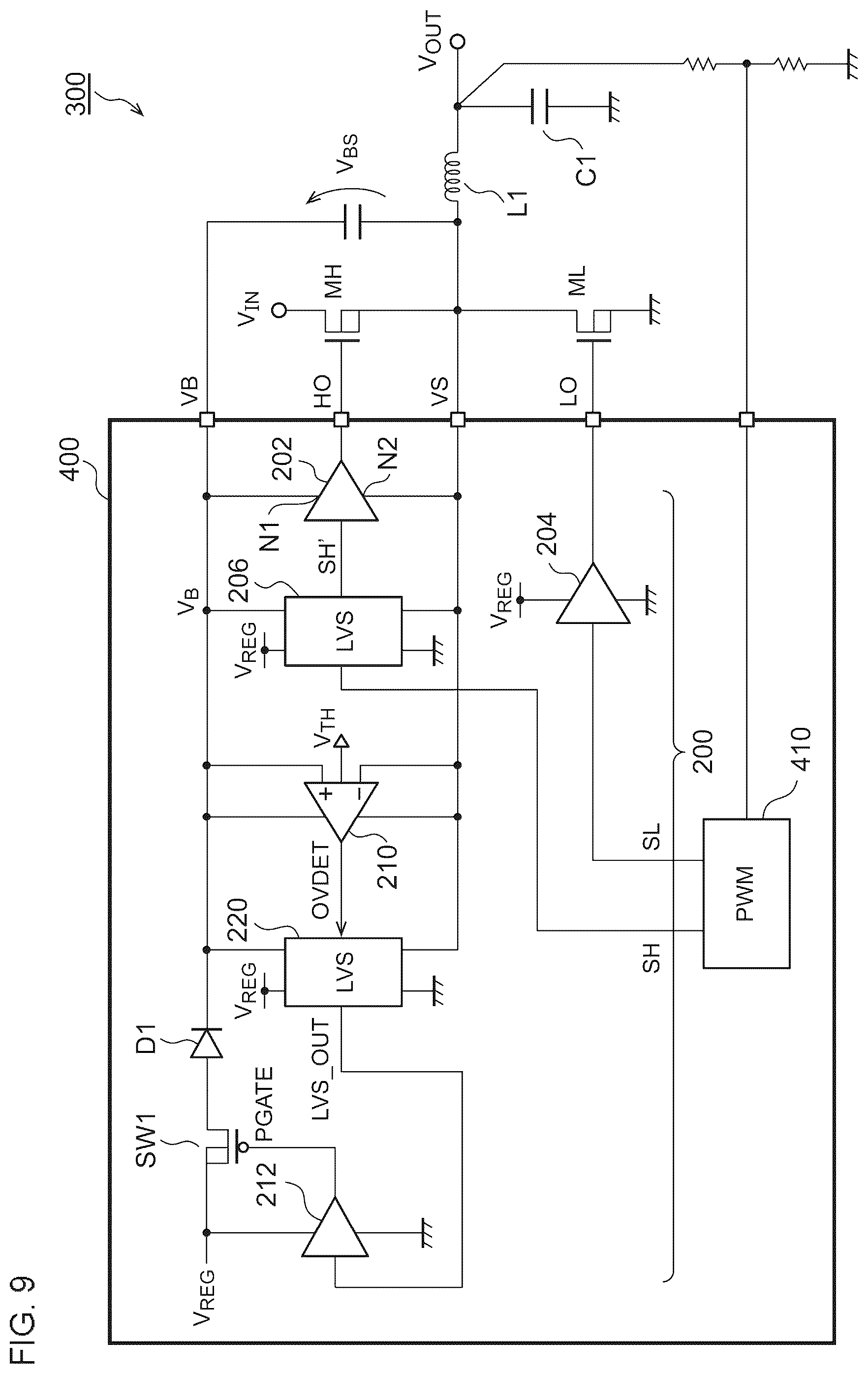 Patent US12155377 Figure 9 – Gate drive circuit of switching circuit including n-channel type transistor