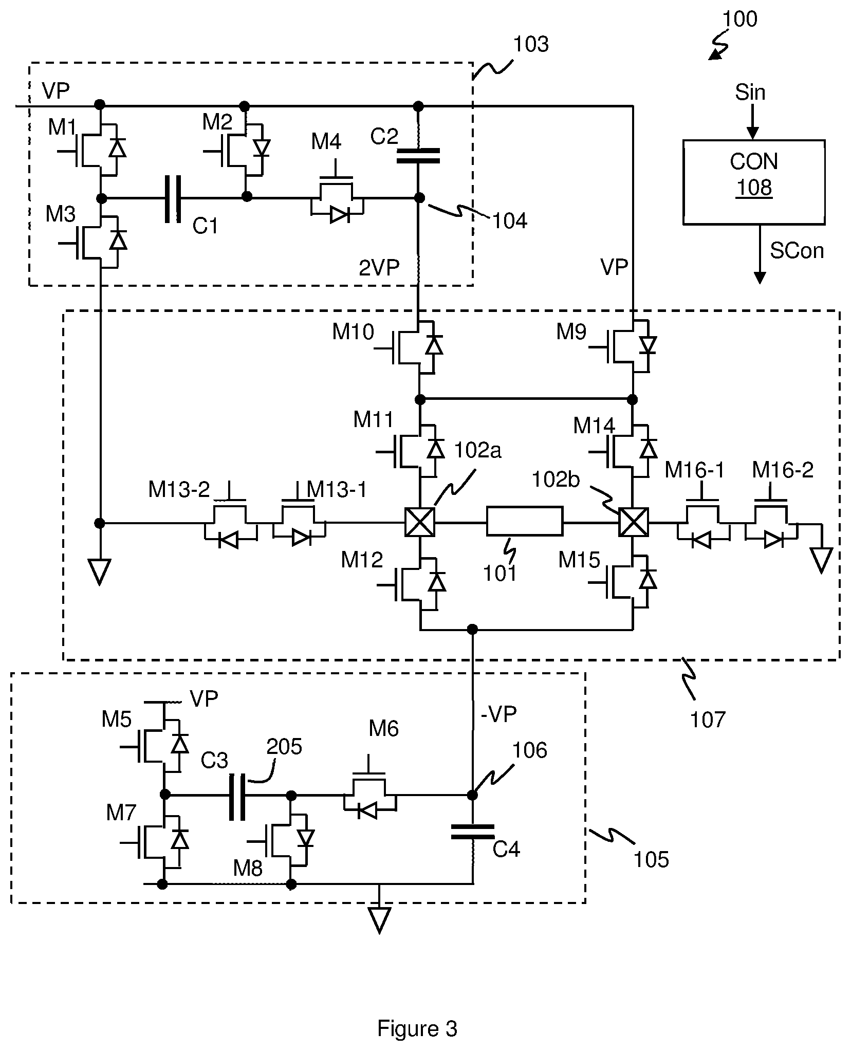 Patent US12155380 Figure 3 – Driver circuitry and operation