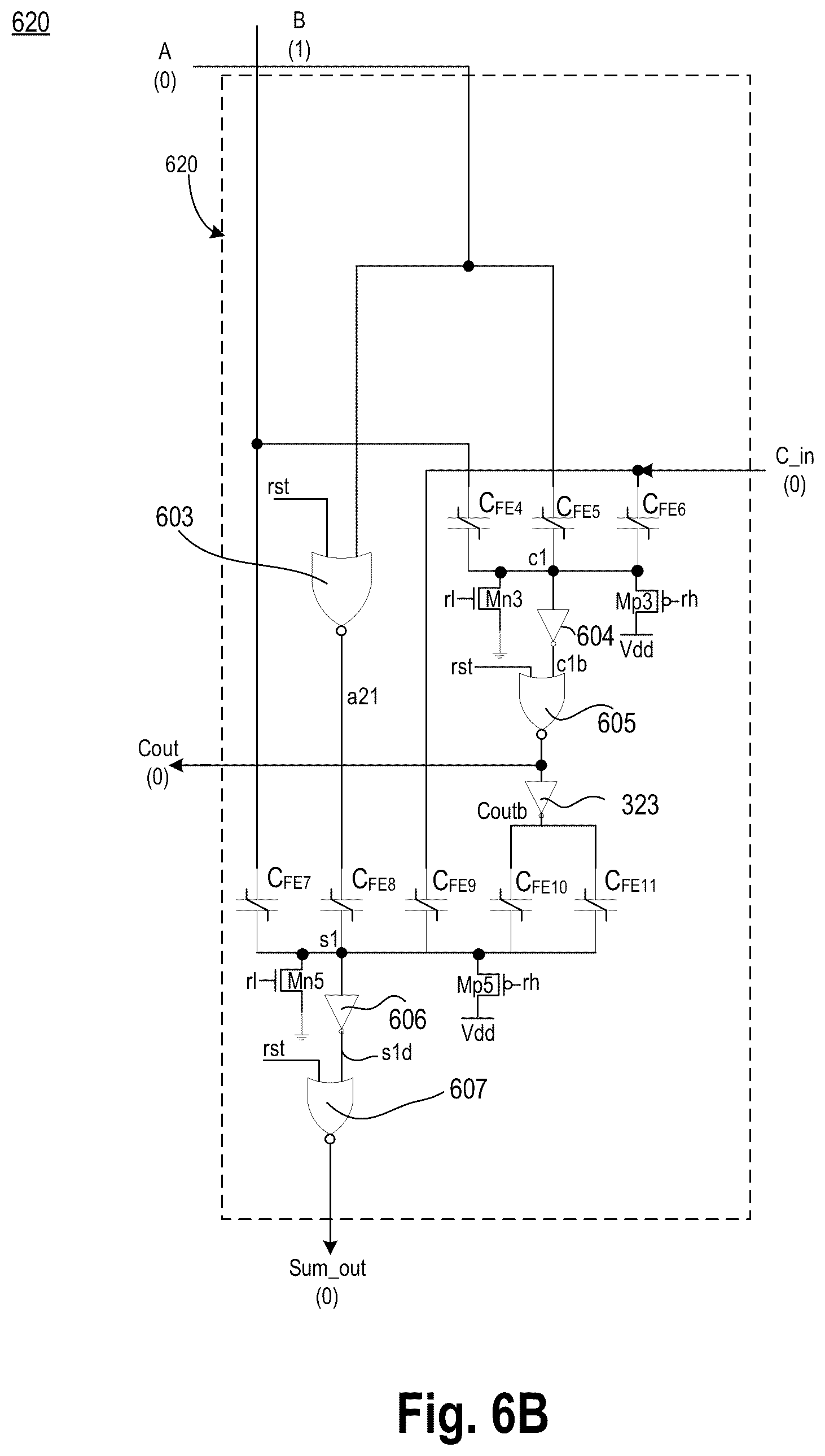 Patent US12155383 Figure 10 – Reset mechanism for an adder or a multiplier having paraelectric material