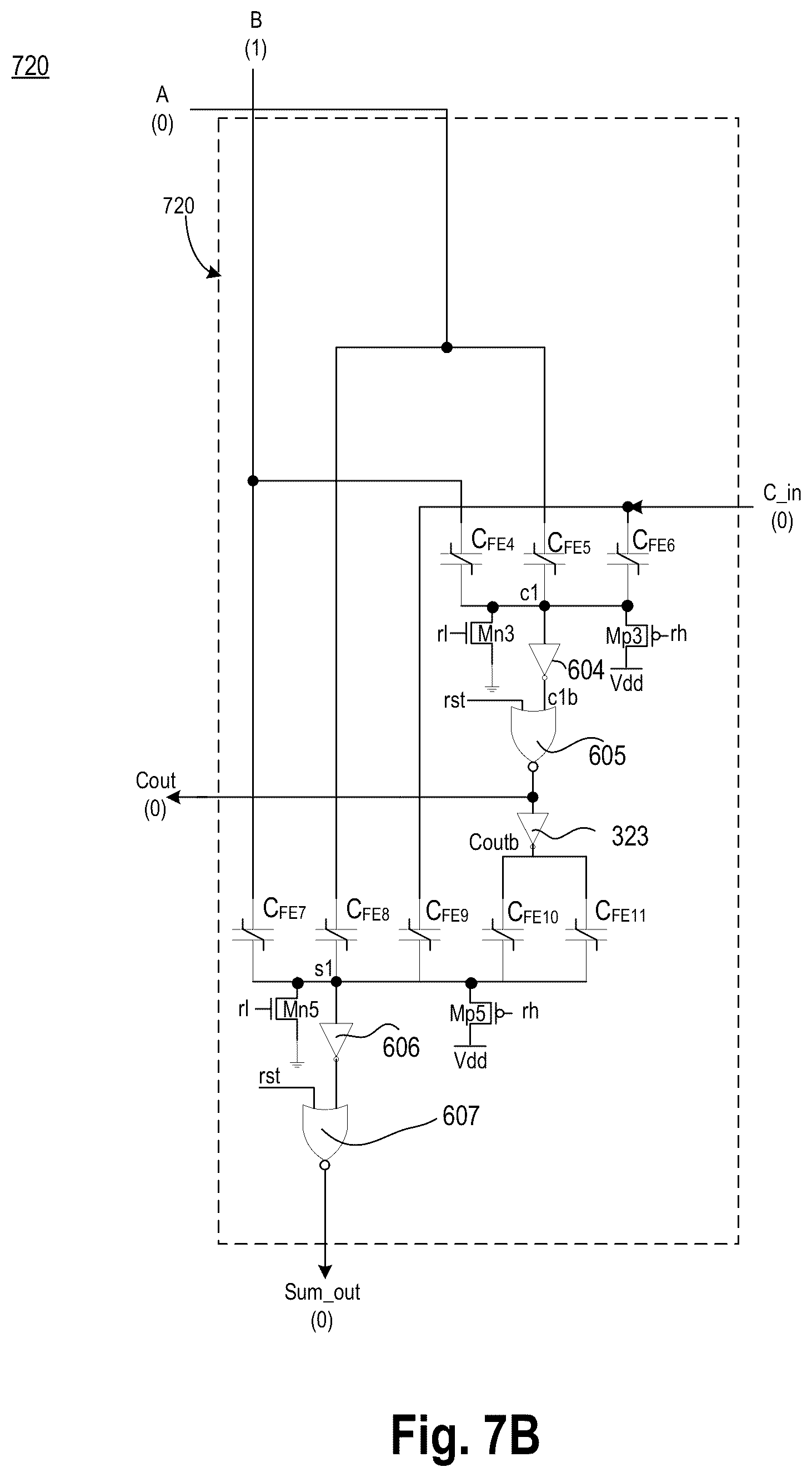 Patent US12155383 Figure 12 – Reset mechanism for an adder or a multiplier having paraelectric material