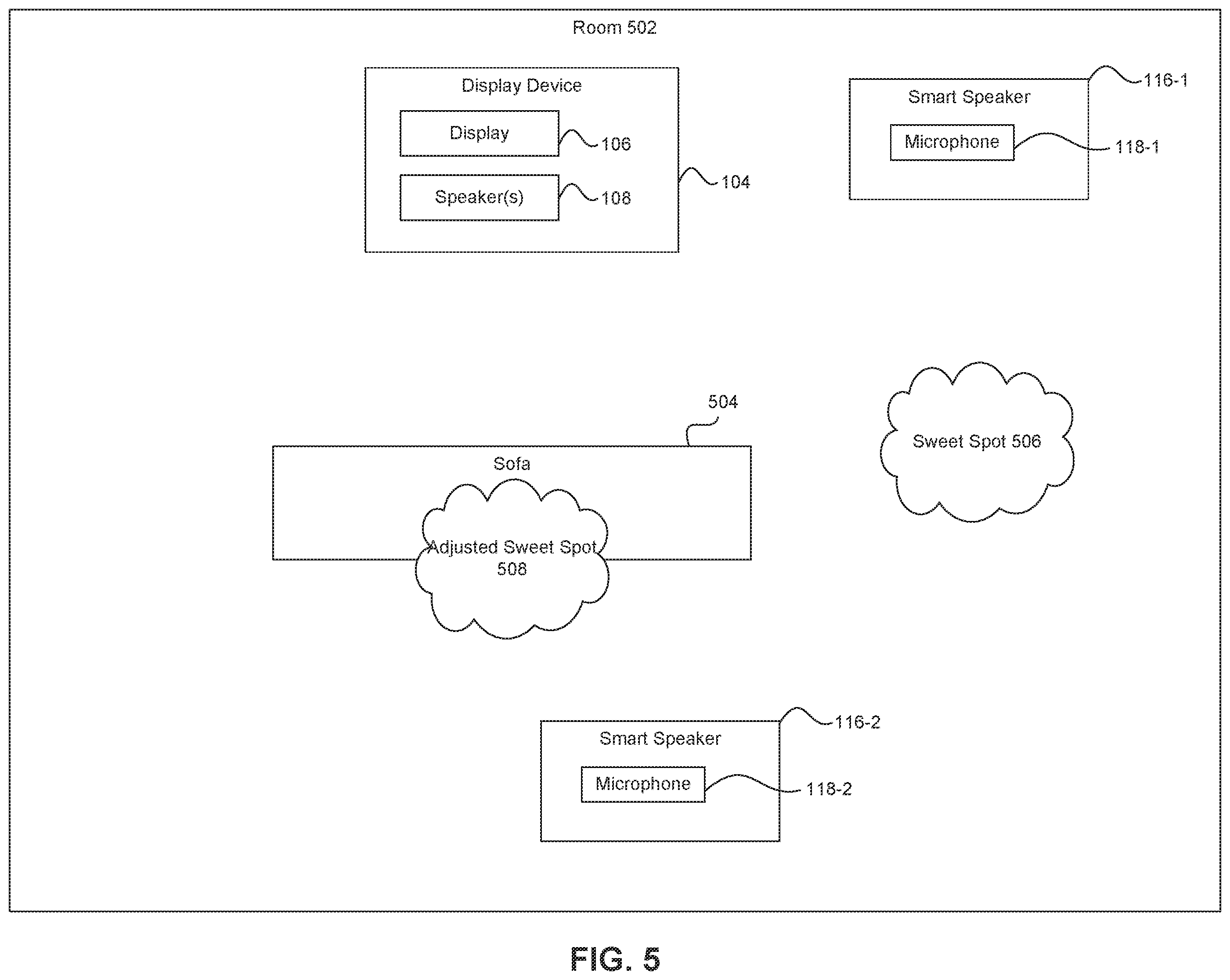 Patent US12155408 Figure 5 – Identifying electronic devices in a room using a spread code