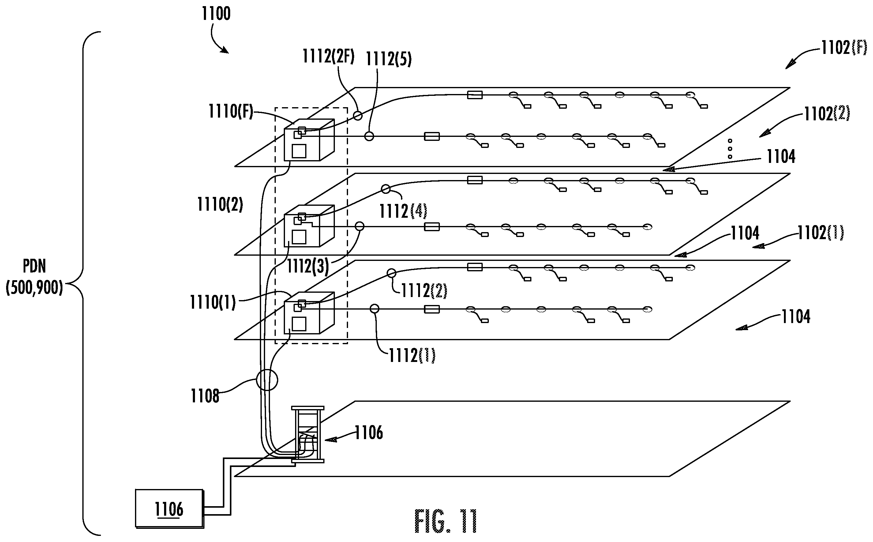 Patent US12155416 Figure 11 – Systems for low power distribution in a power distribution network