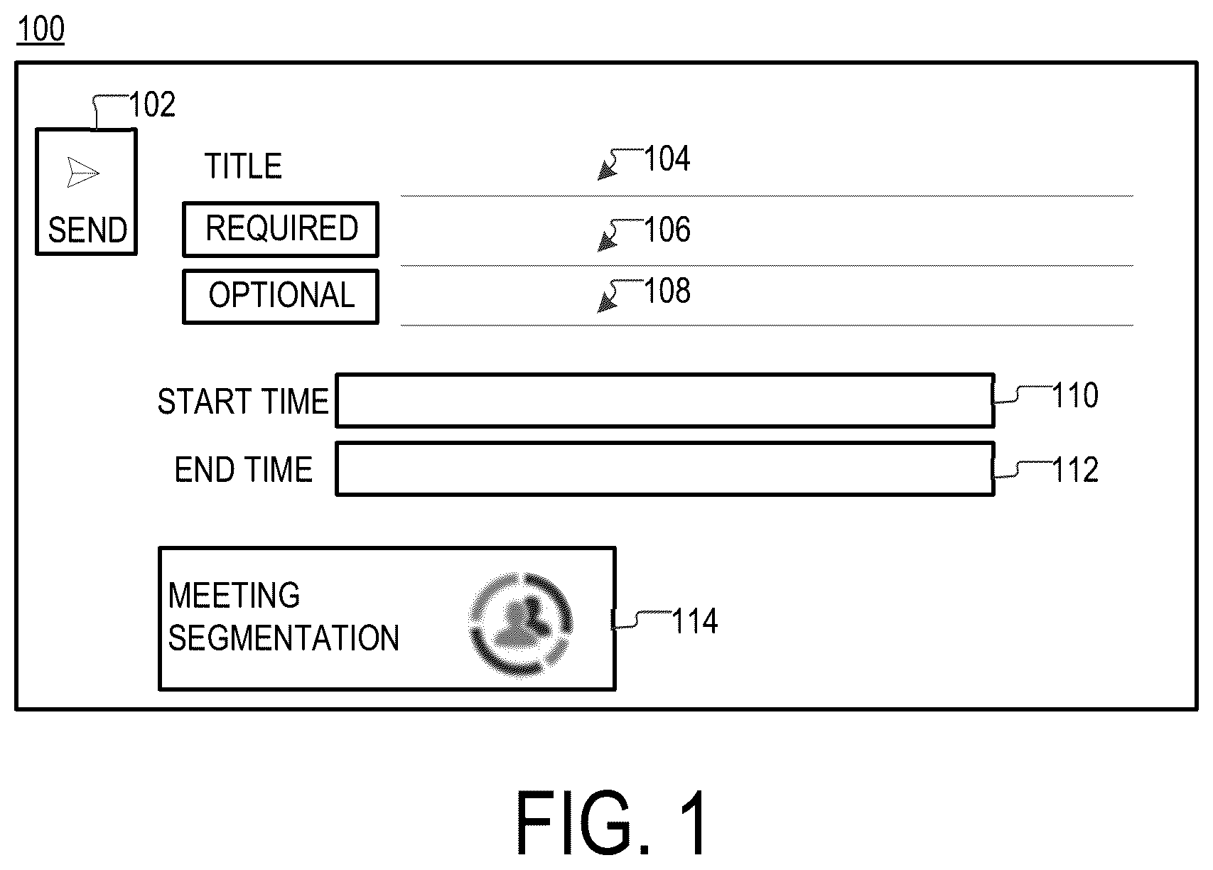Patent US12155495 Figure 1 – Meeting invite segmentation