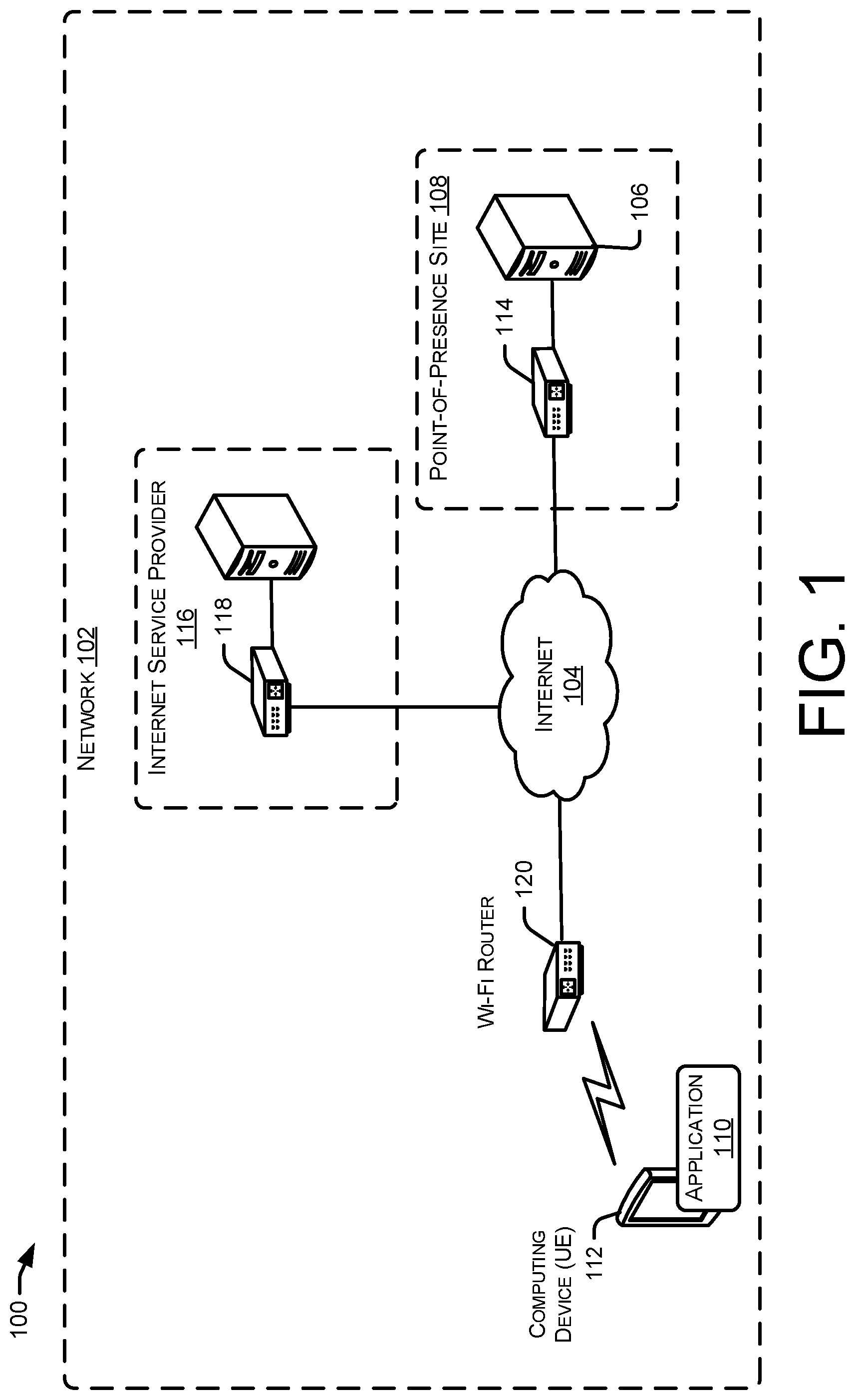 Patent US12155547 — System and method for monitoring network connectivity associated with internet service providers — Figure 1
