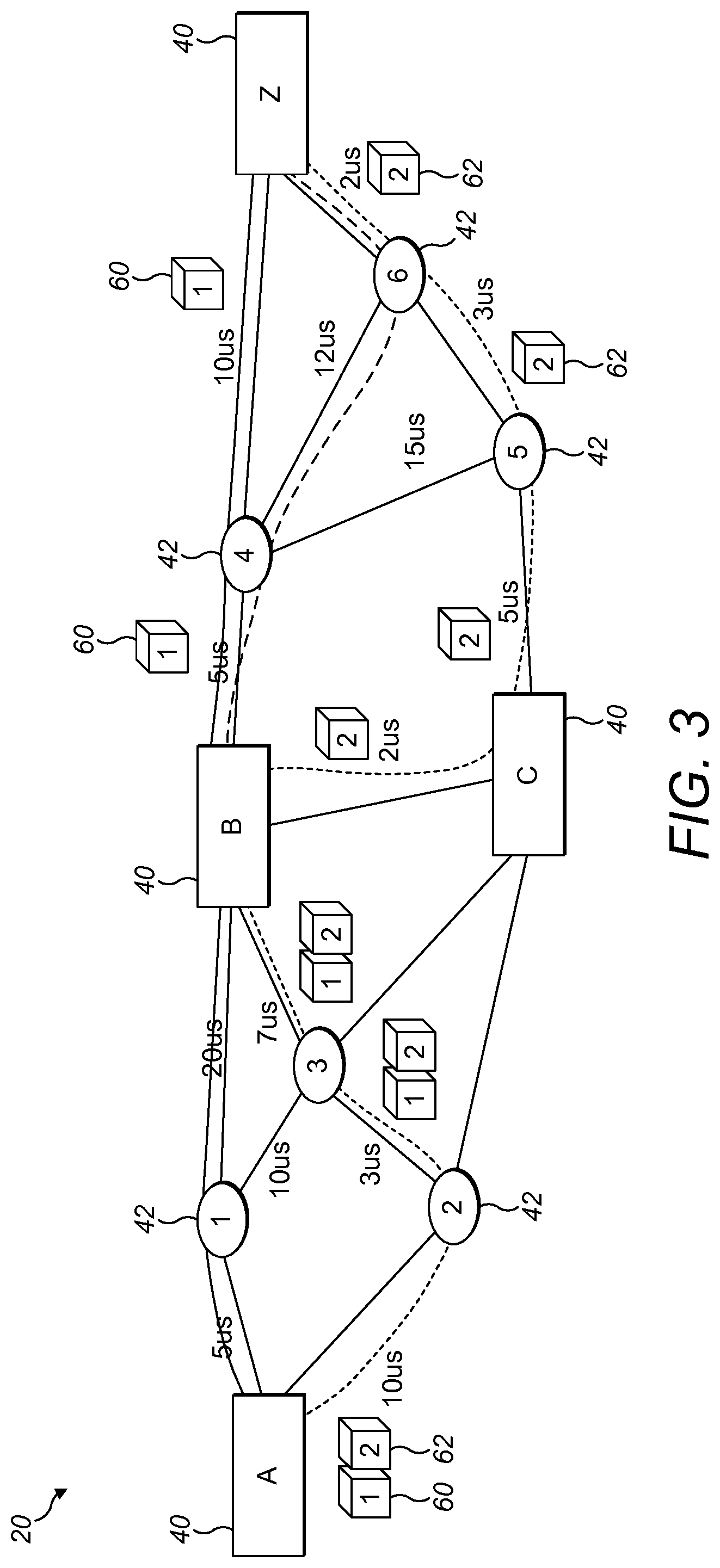 Patent US12155555 Figure 3 – Segment routing network