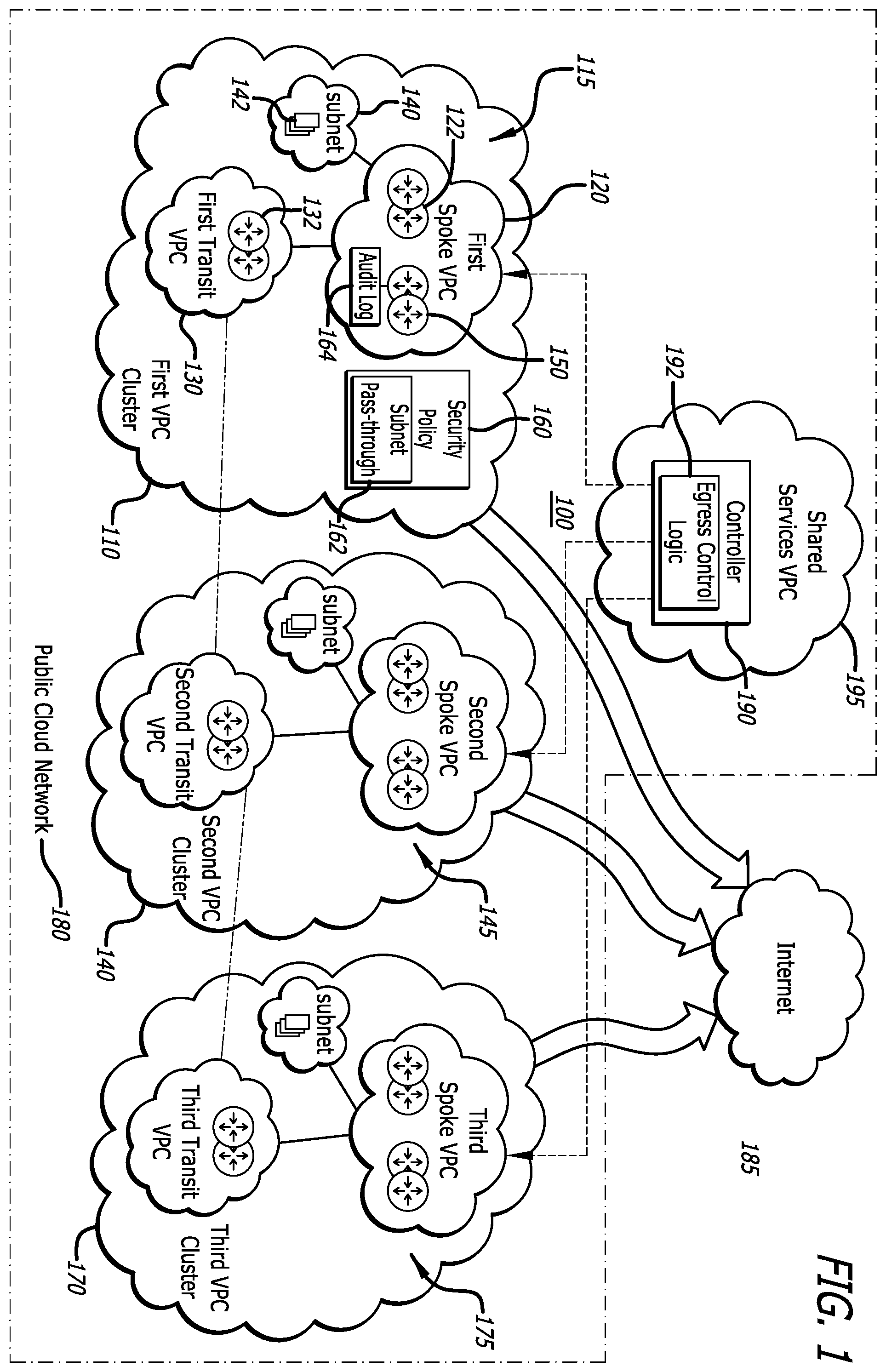 Patent US12155626 Figure 1 – Cloud-based egress filtering system