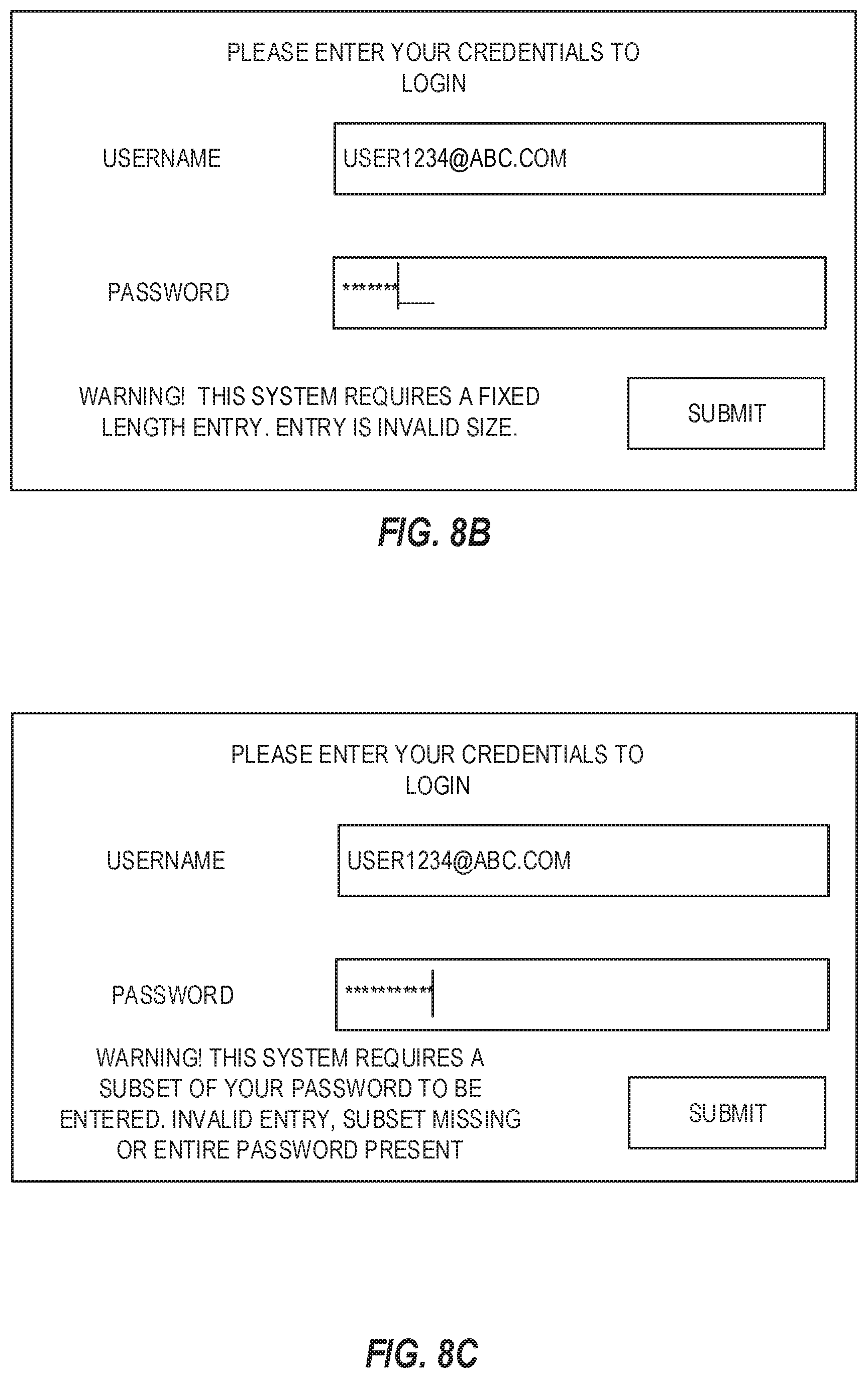 Patent US12155646 Figure 8 – Authentication with random noise symbols and pattern recognition