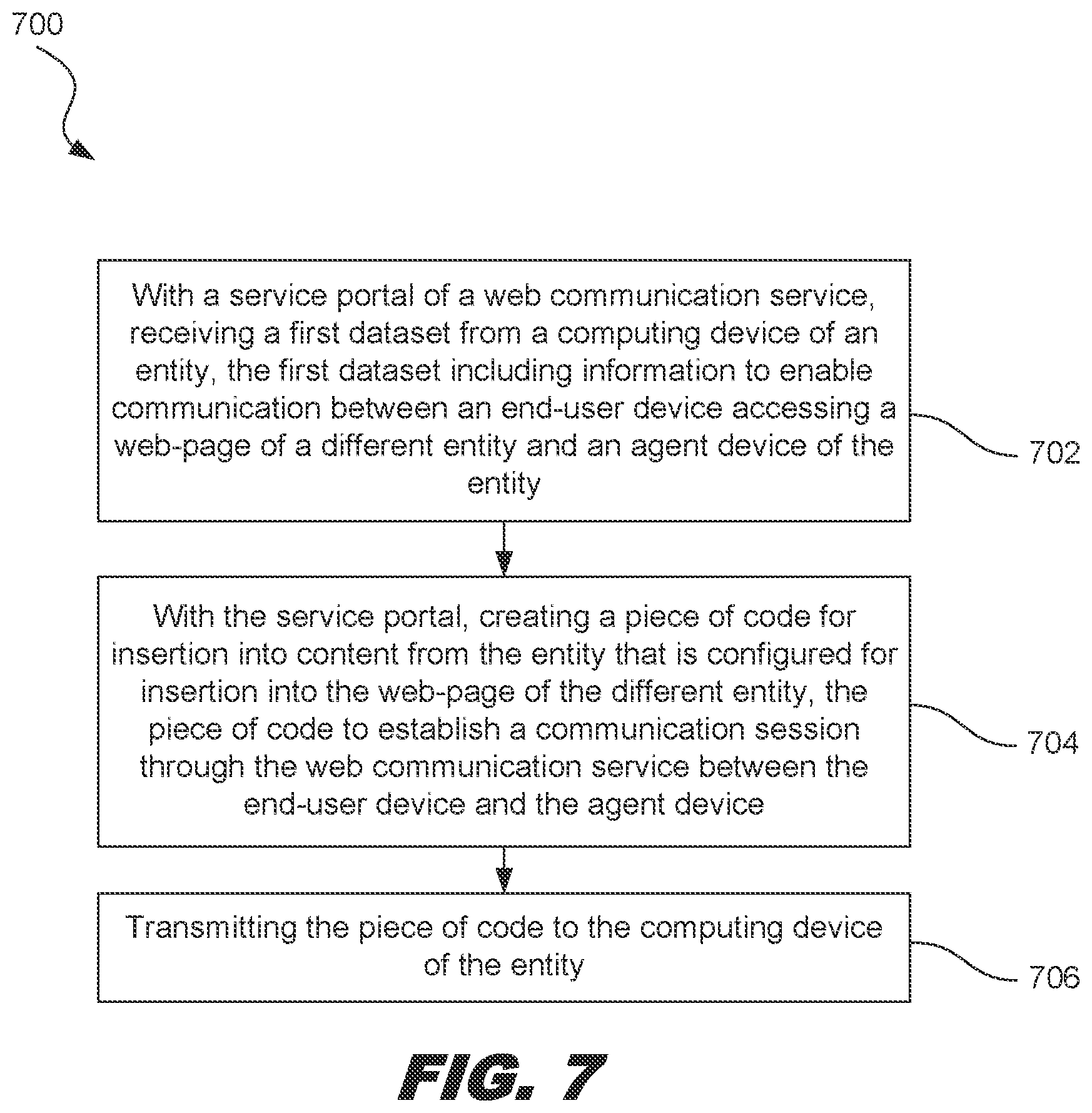 Patent US12155697 Figure 7 – Automated agent for a web communication feature