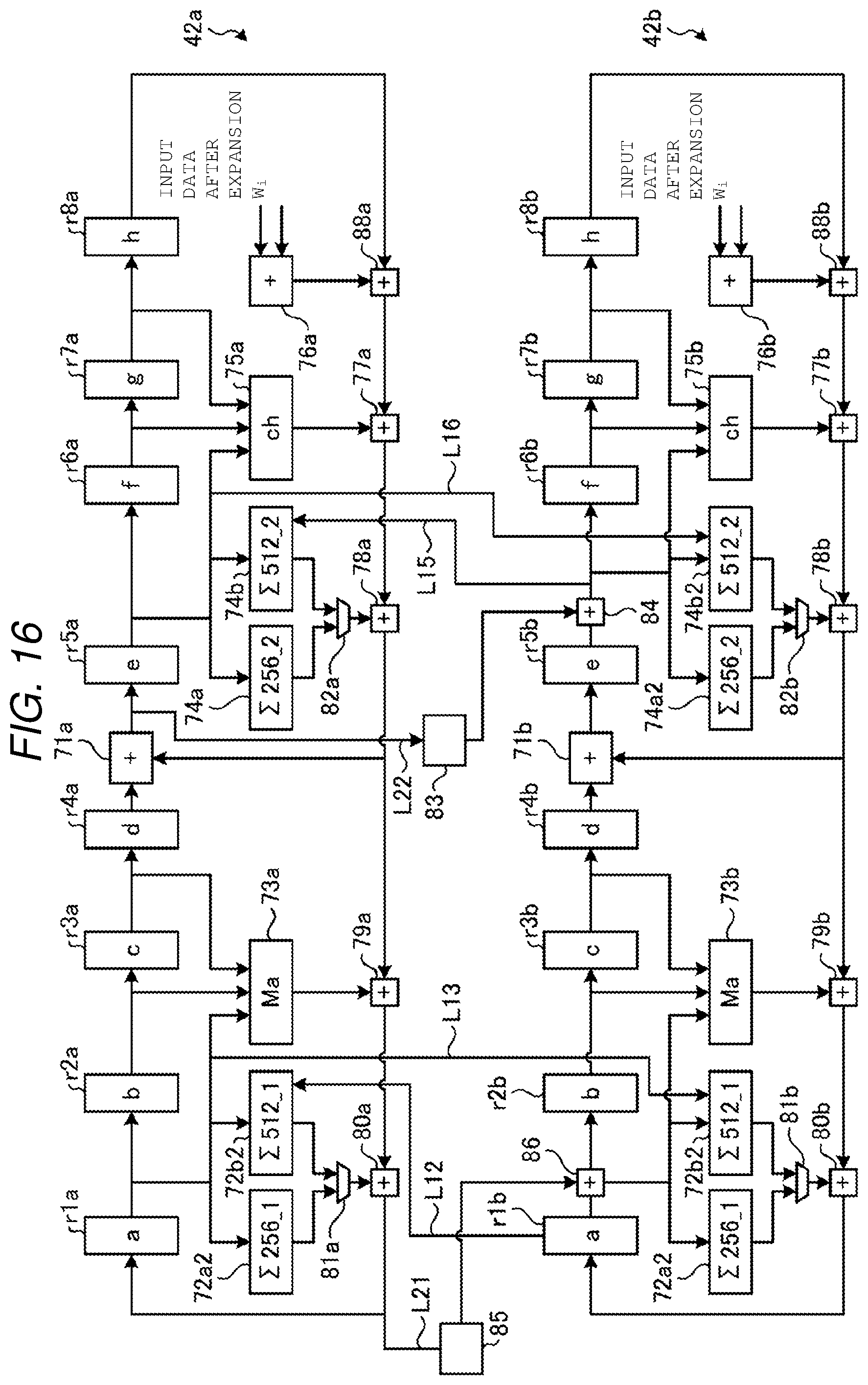 Patent US12155772 Figure 15 – Operation device for executing hash functions having different input data widths