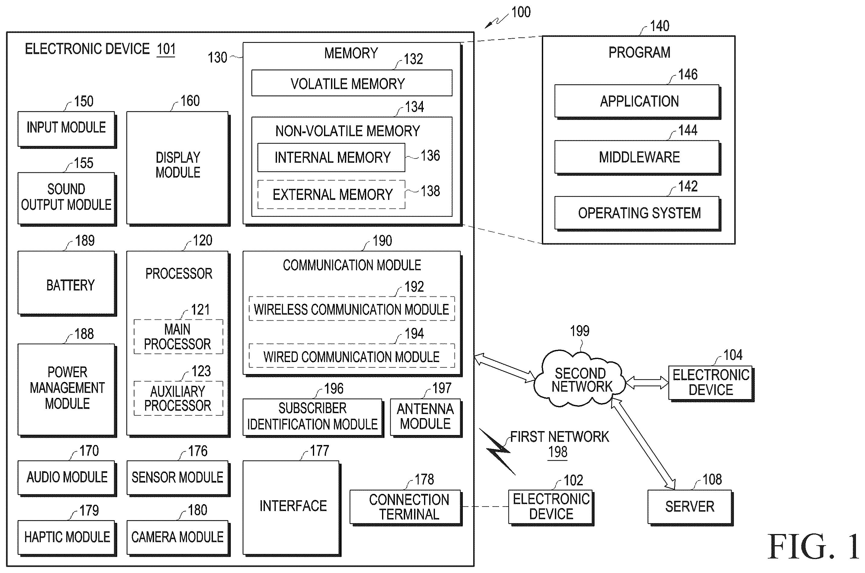 Patent US12155784 — Electronic device including connecting member — Figure 1