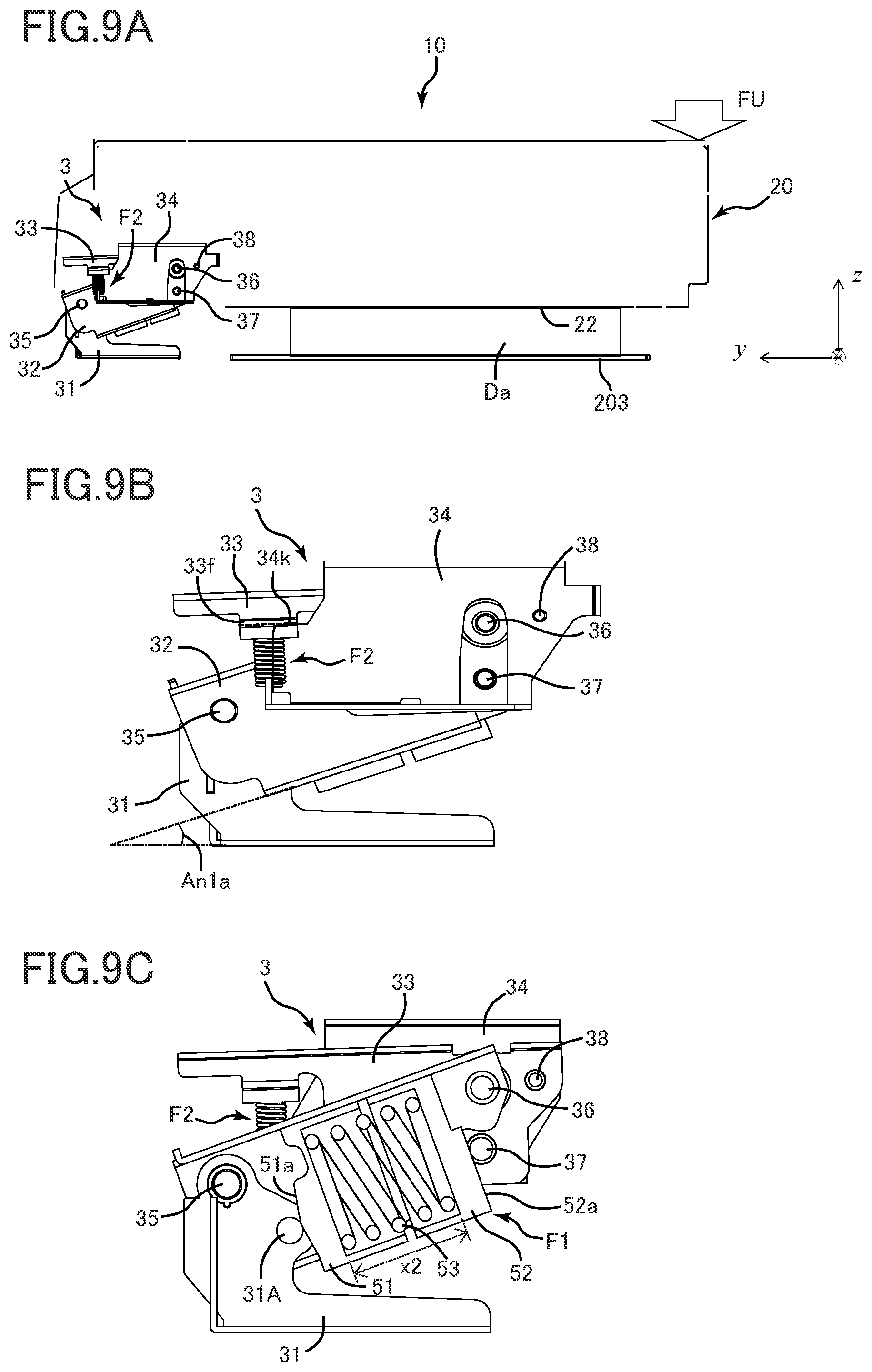 Patent US12155800 Figure 9 – Document reading apparatus and image forming apparatus including hinge mechanism that supports a document conveyance unit
