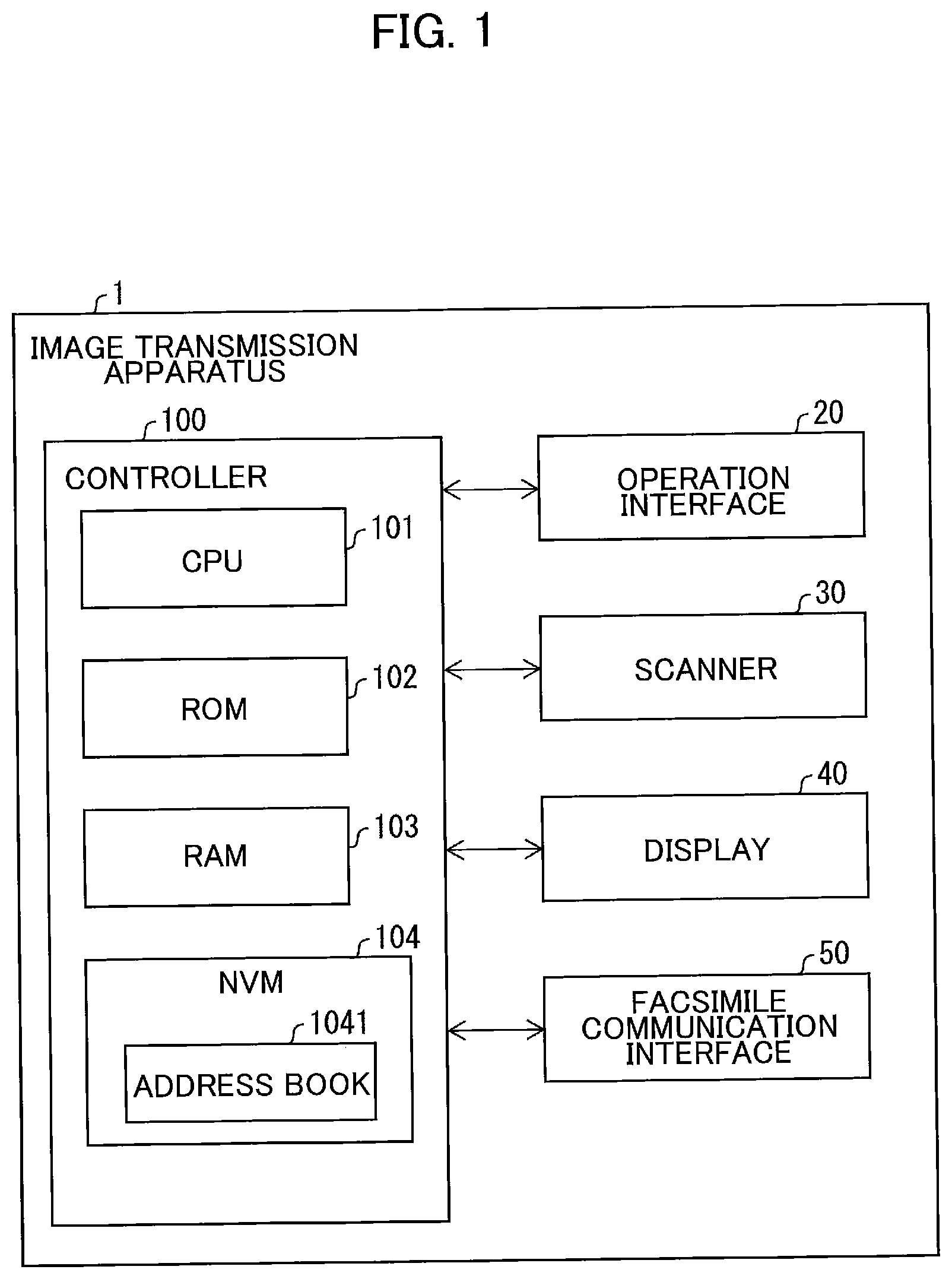 Patent US12155803 Figure 1 – Image transmission apparatus transmitting image data when numeric key and specific key are operated
