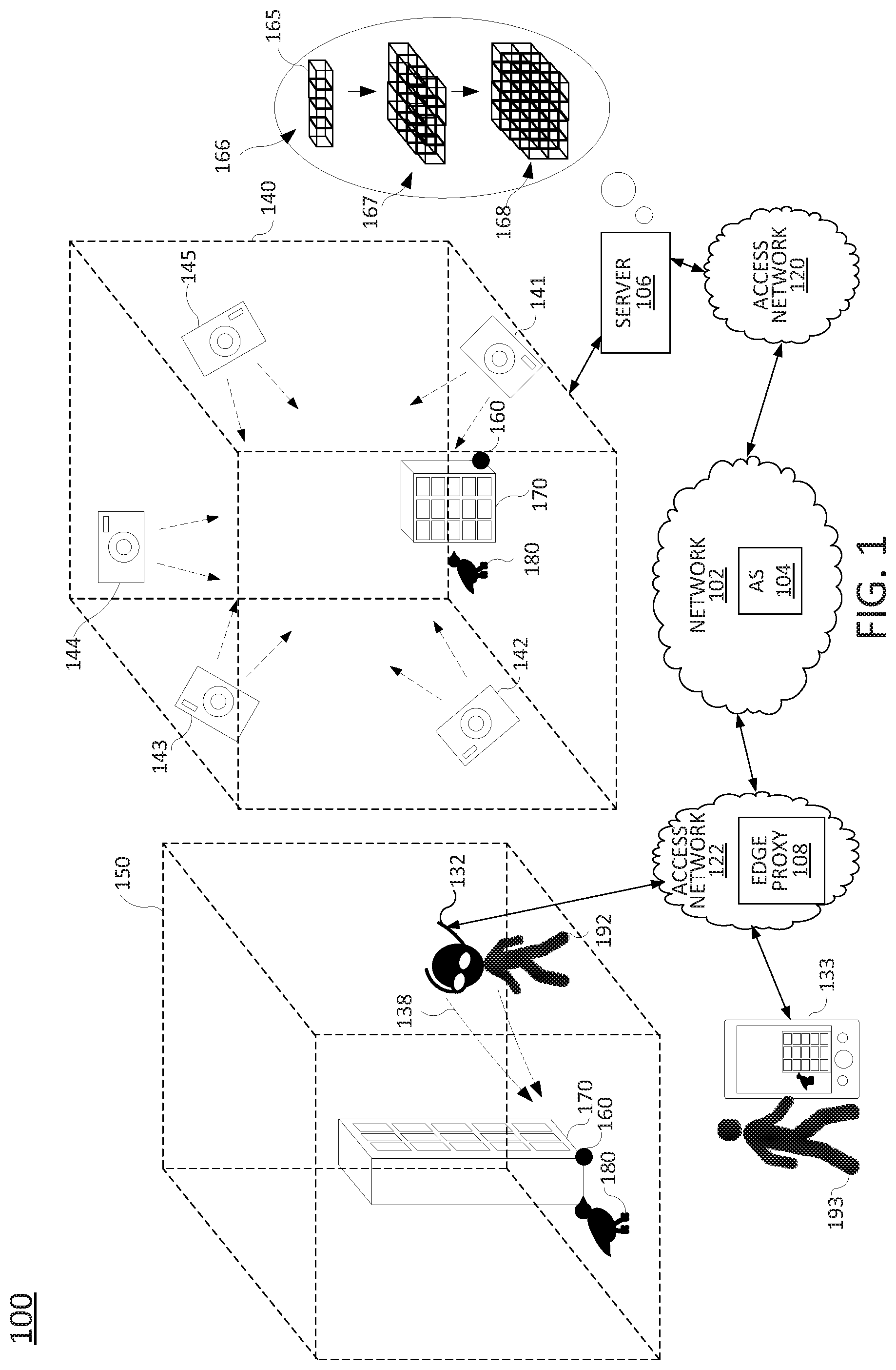 Patent US12155809 Figure 1 – Processing system for streaming volumetric video to a client device
