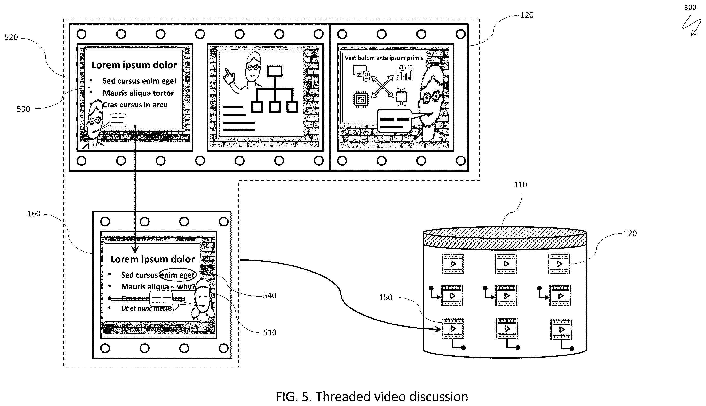 Patent US12155895 Figure 6 – Asynchronous video repositories with threaded discussions and affinity groups
