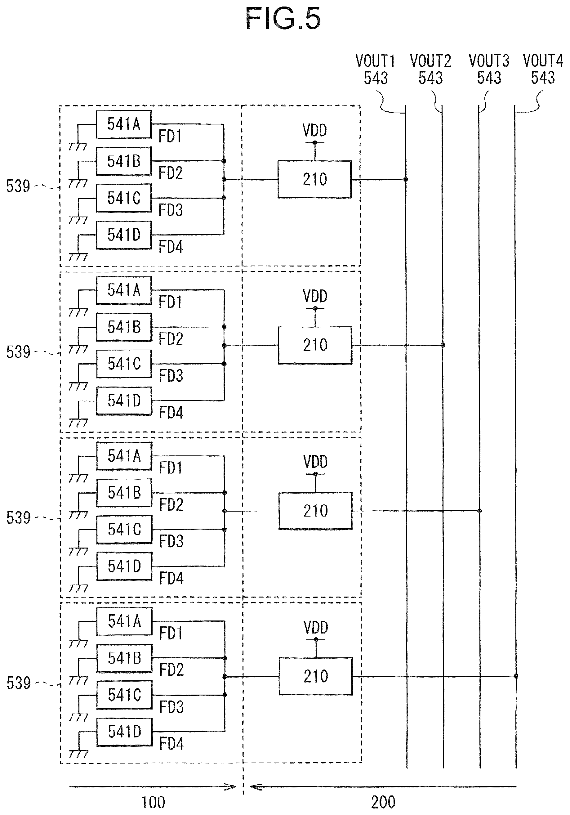 Patent US12155947 Figure 5 – Imaging device with capacitance switching