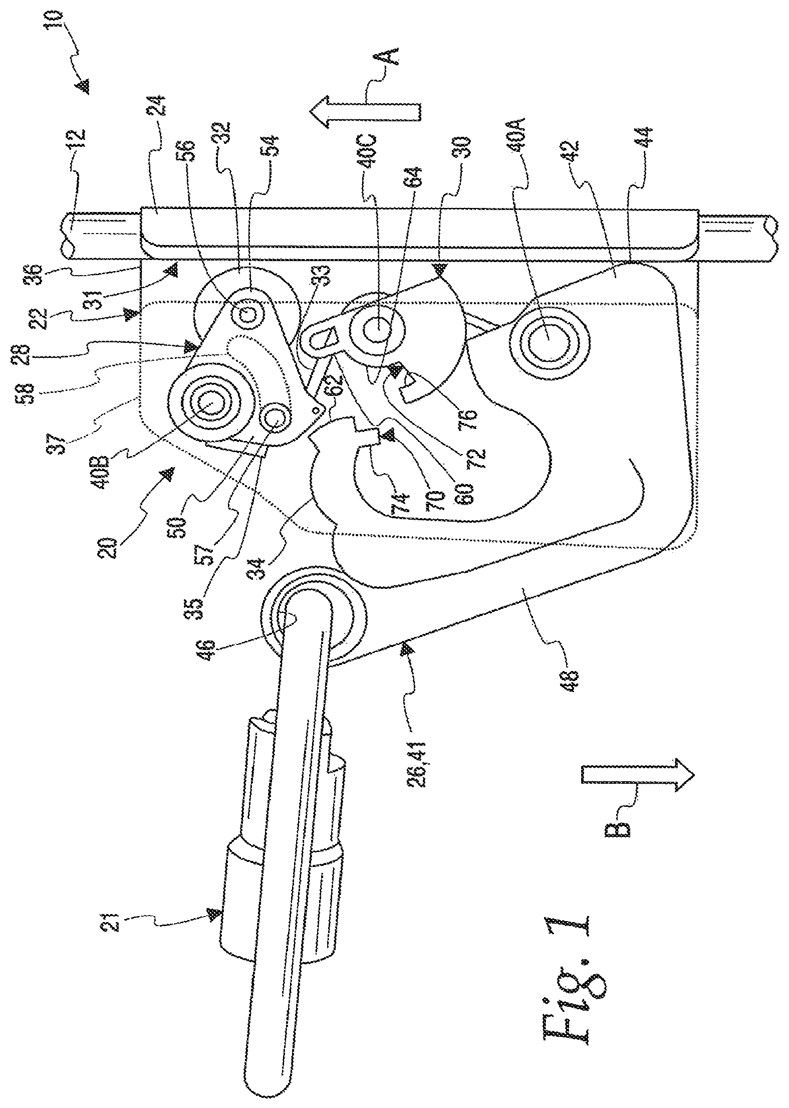 Patent US12157019 Figure 1 – Shuttle for a climbing protection system