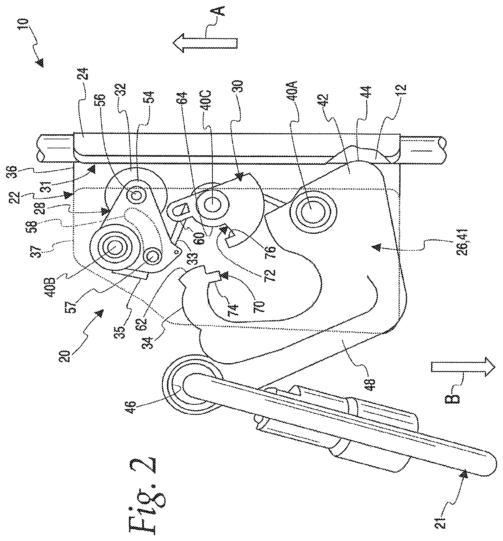 Patent US12157019 Figure 2 – Shuttle for a climbing protection system